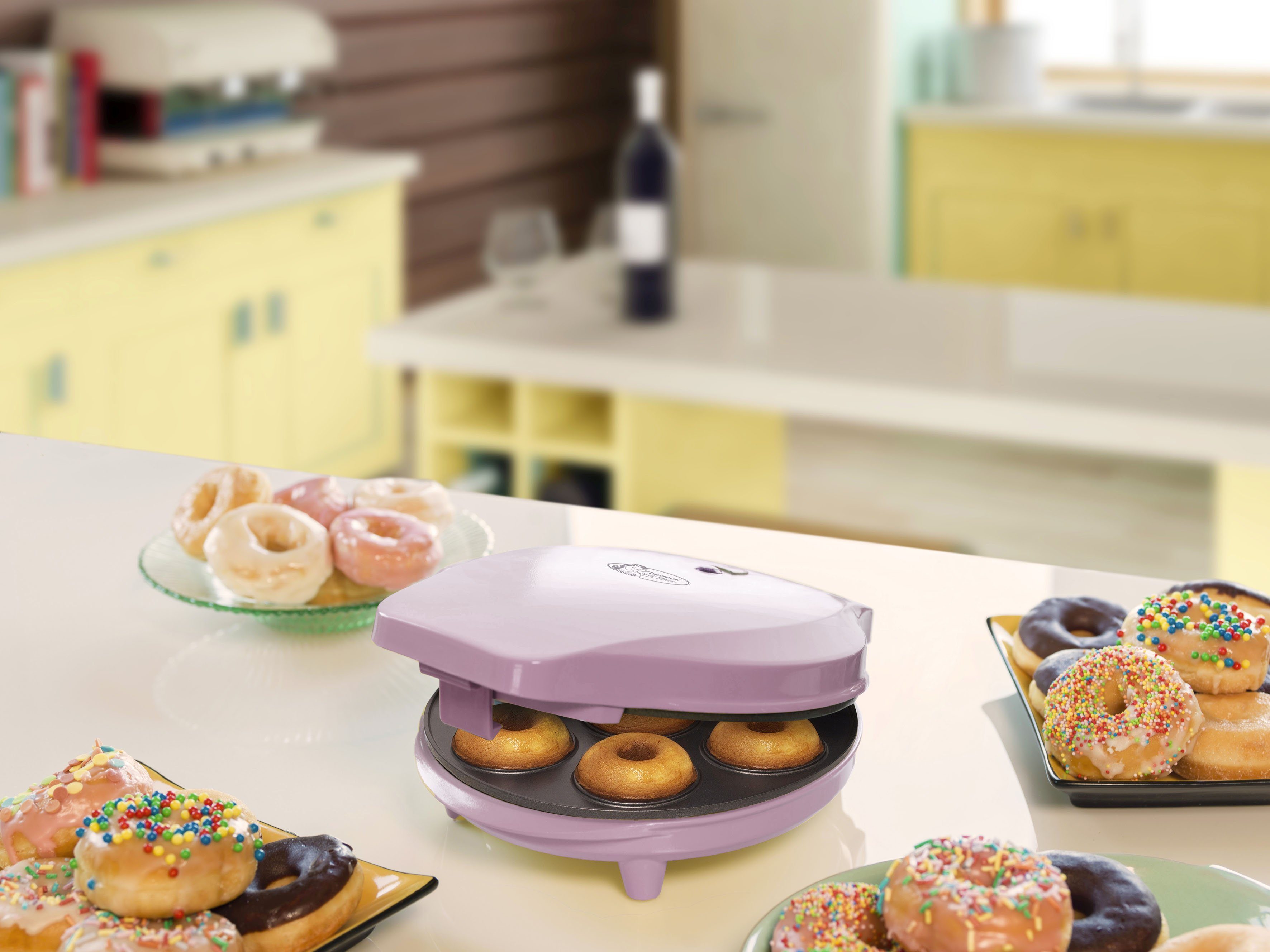 bestron Wafelijzer Donutmaker ADM218SDP in retrodesign, sweet dreams, antiaanbaklaag, roze