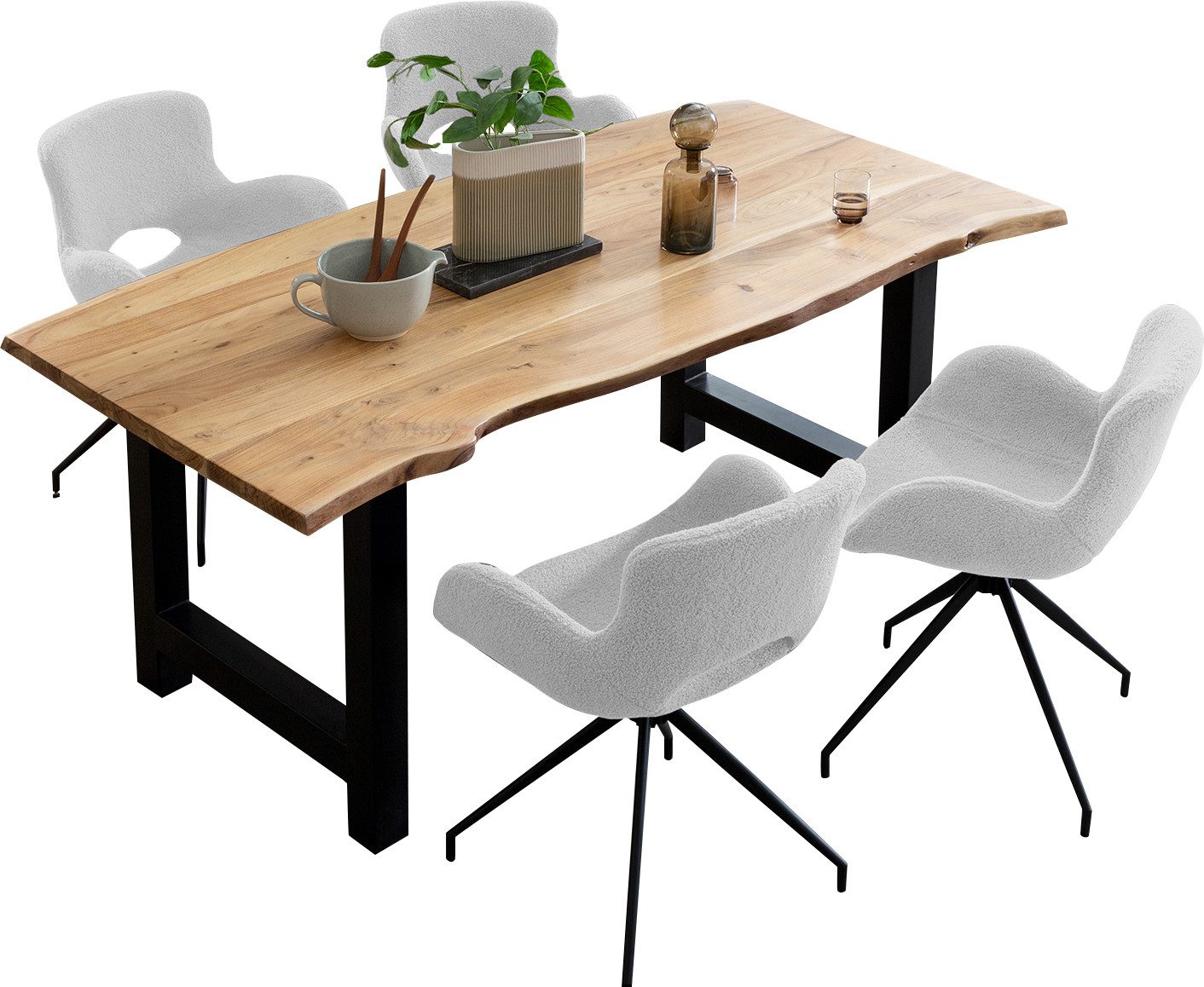 SalesFever Eethoek Massief hout geolied en tweevoudig gewaxt (set, 5-delig)