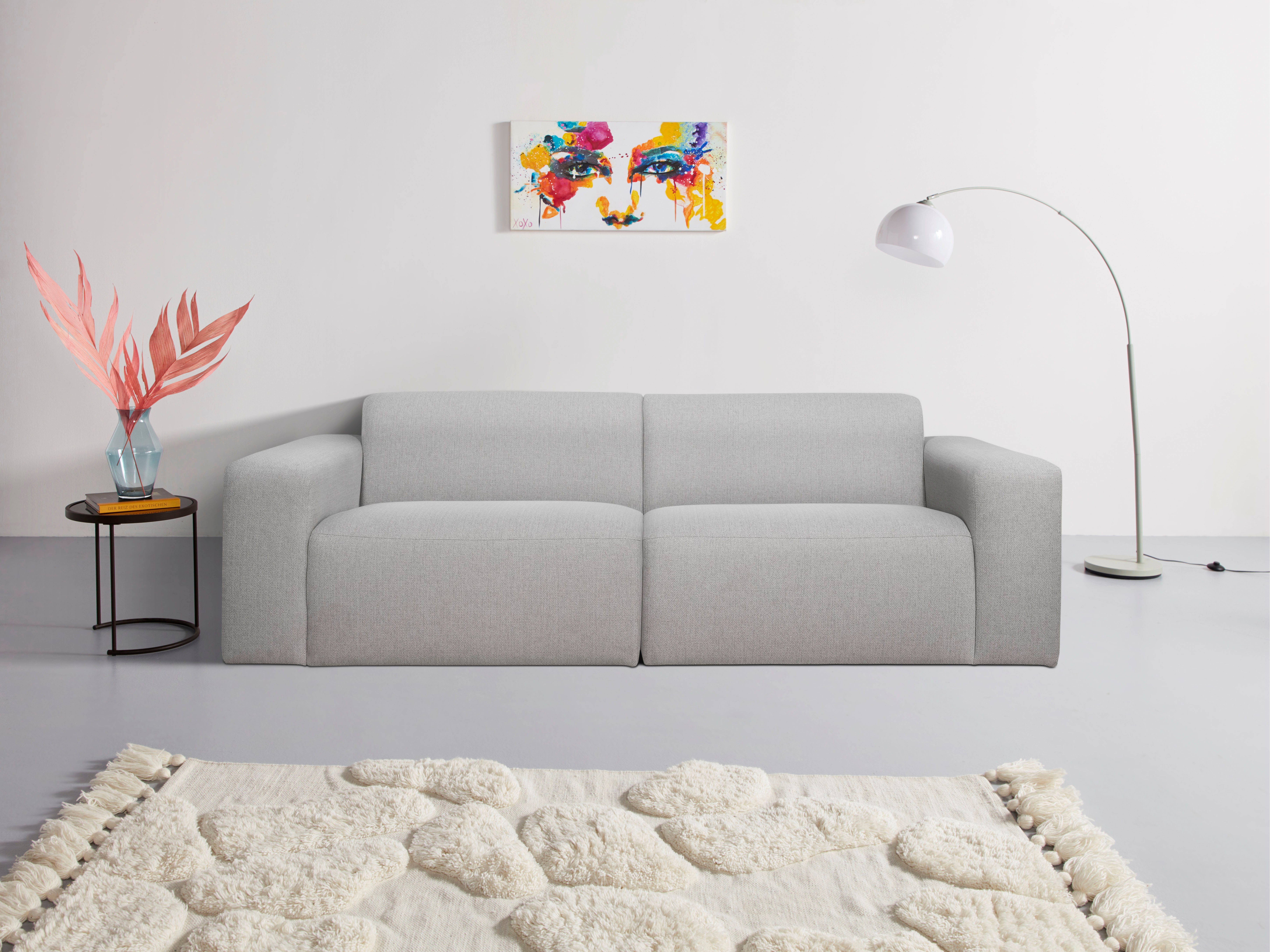 INOSIGN 3-zitsbank Koa, 228 cm, modulair bankstel in webstof, cord Designbank in corduroy, zachte lounge-zitcomfort bruin, 3-zitsbanken