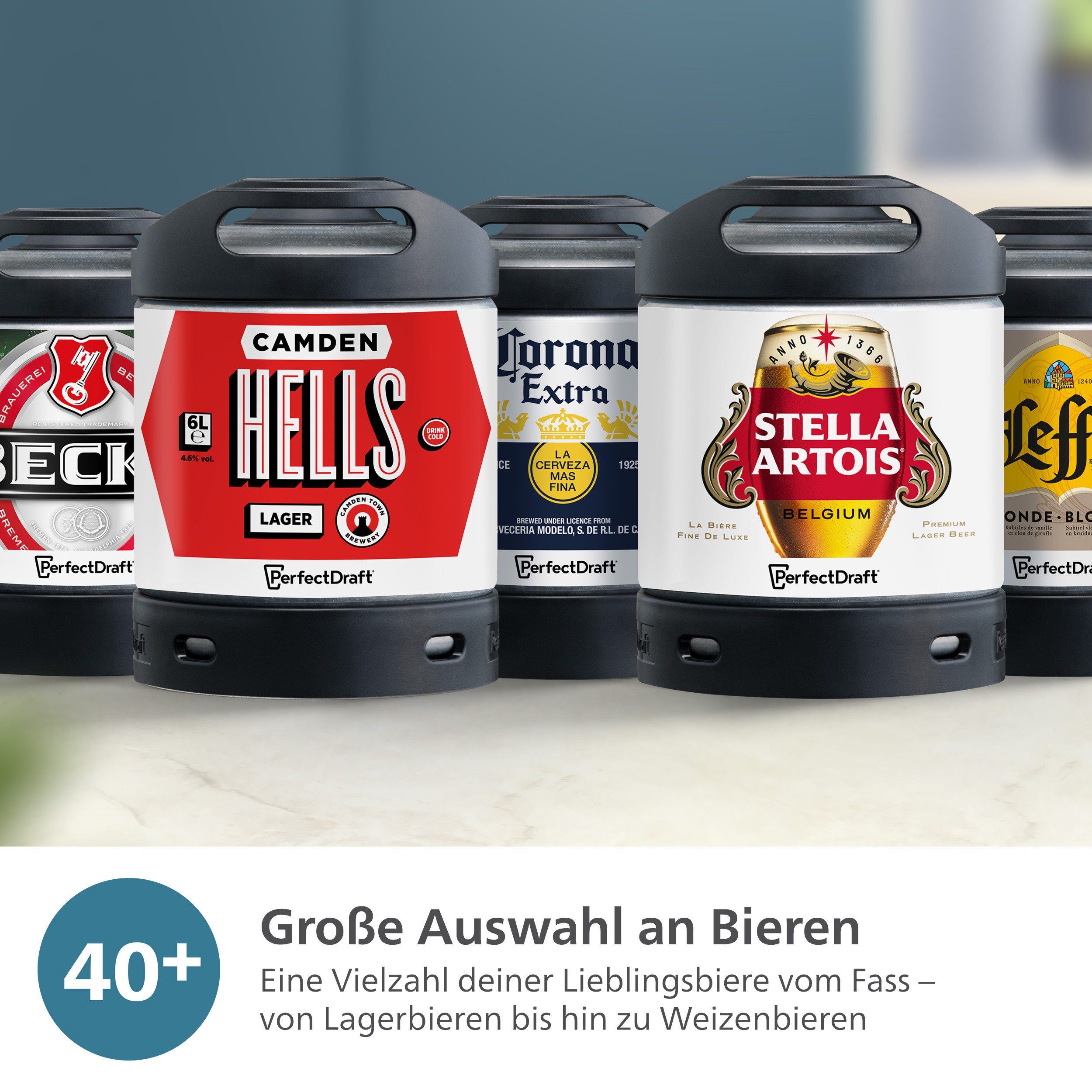 Philips Biertapinstallatie Perfect Draft 5000 Series HD3761/60 met 3 graden koeling en led-verlichting, donkerblauw