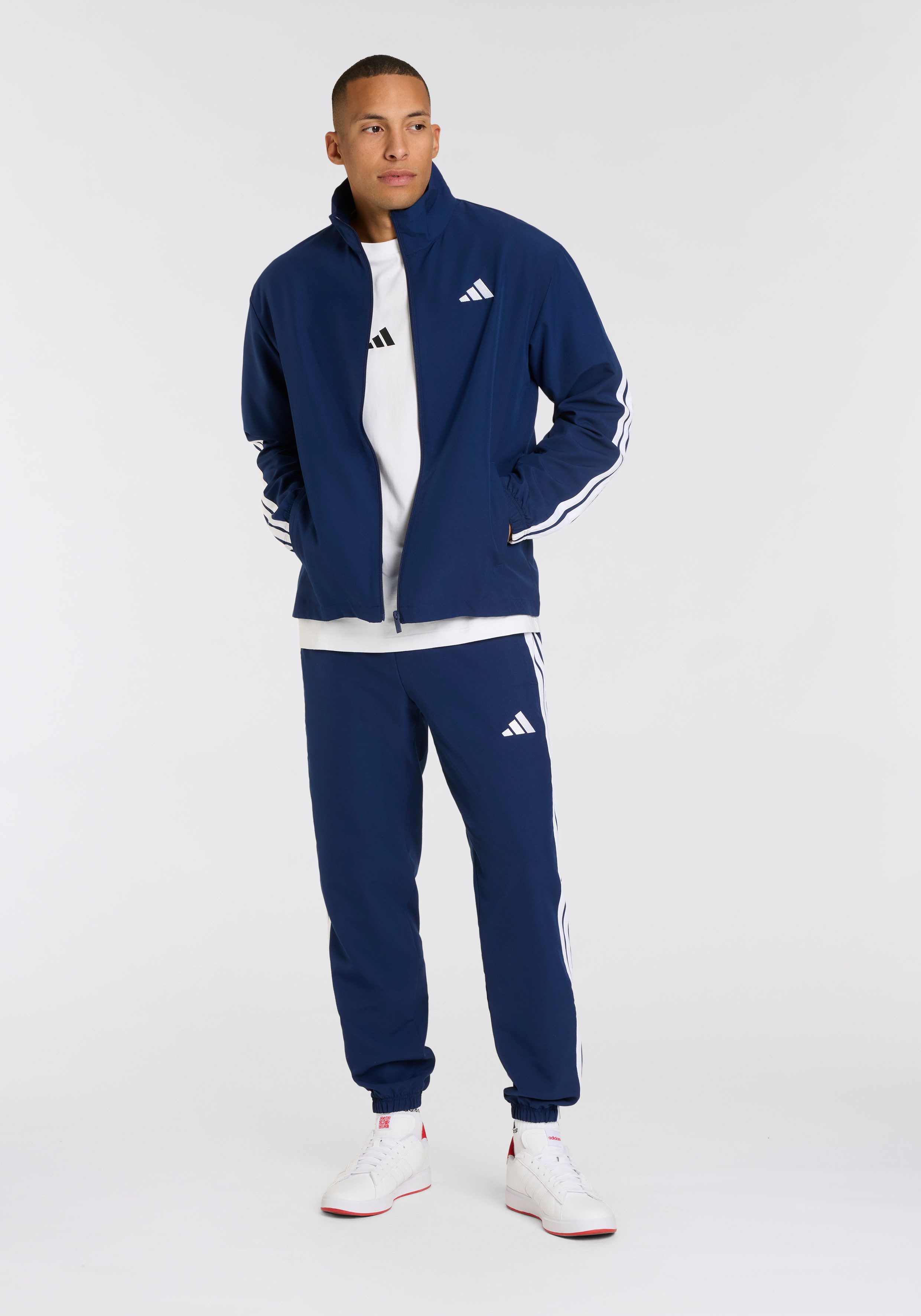 adidas Sportswear Trainingspak M 3S WV TT TS drie-strepen geweven trainingspak (2-delig)