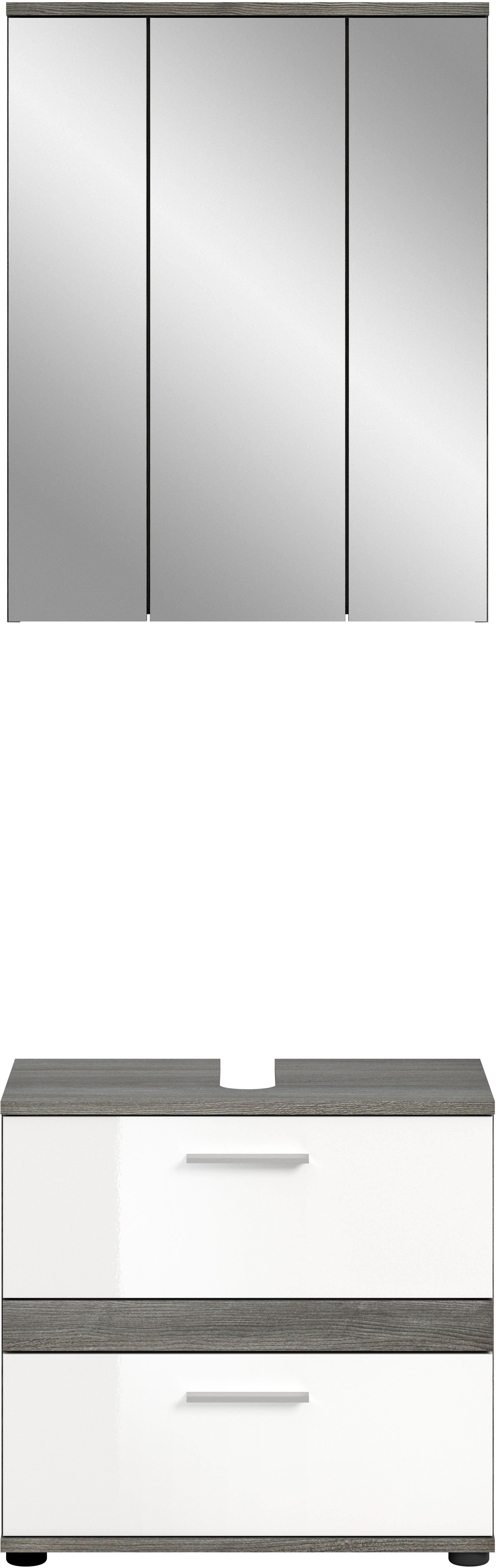 welltime Badmeubelset Lucca, bestaande uit: 1x wastafelonderkast & 1x spiegelkast (set, 2 stuks)