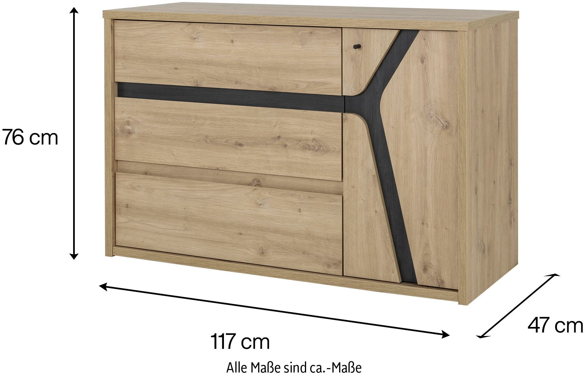 Gami Kast met laden en deuren Een maximum aan opbergruimte in deze commode: 3 lades, 1 deur.