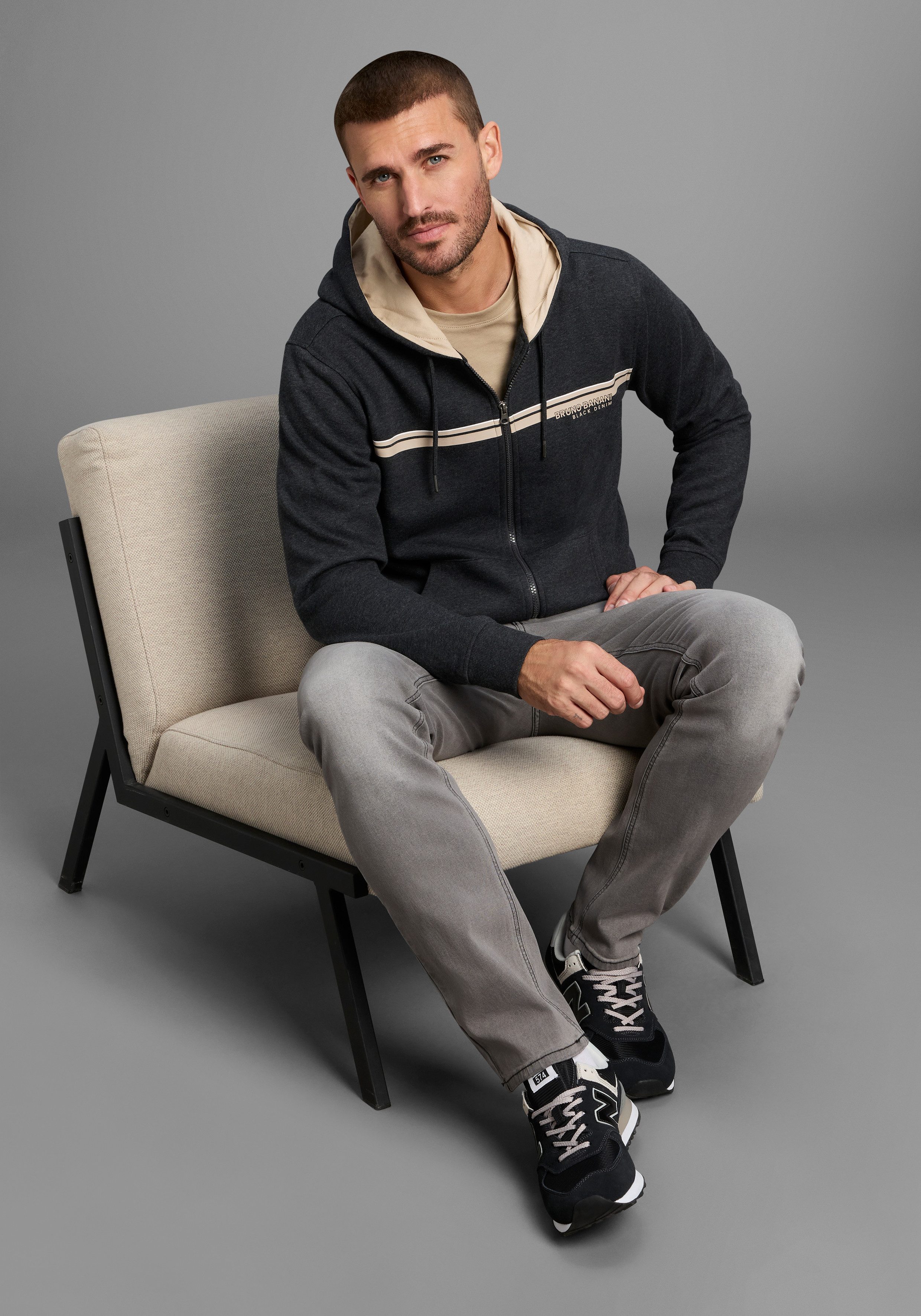 Bruno Banani Capuchonsweatvest moderne borstprint