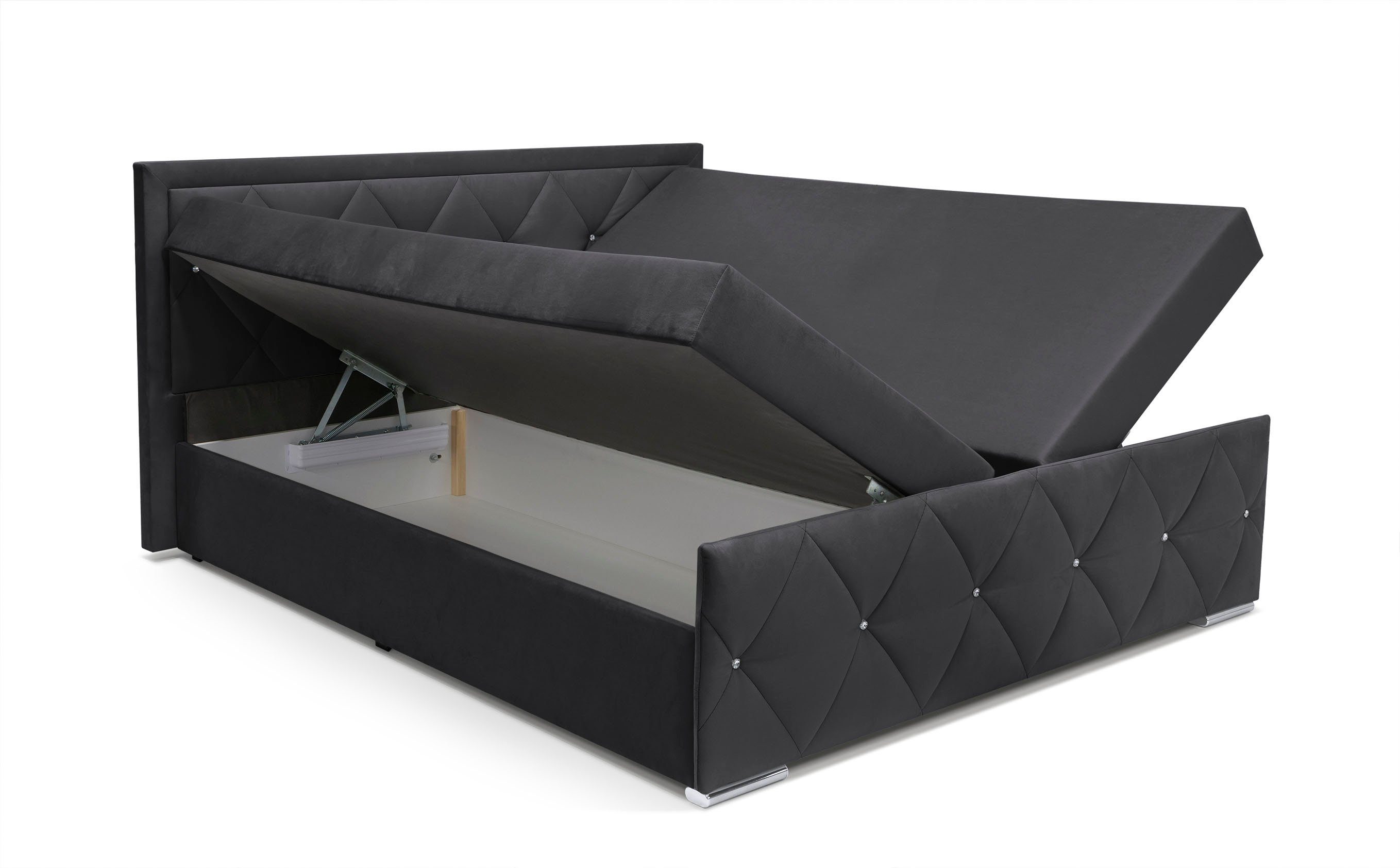 Leonique Boxspring Alfie, bestseller! Inclusief bedlade & topper Optioneel met knoopstiksels of strassstenen, H2, H3 en H4 verkrijgbaar
