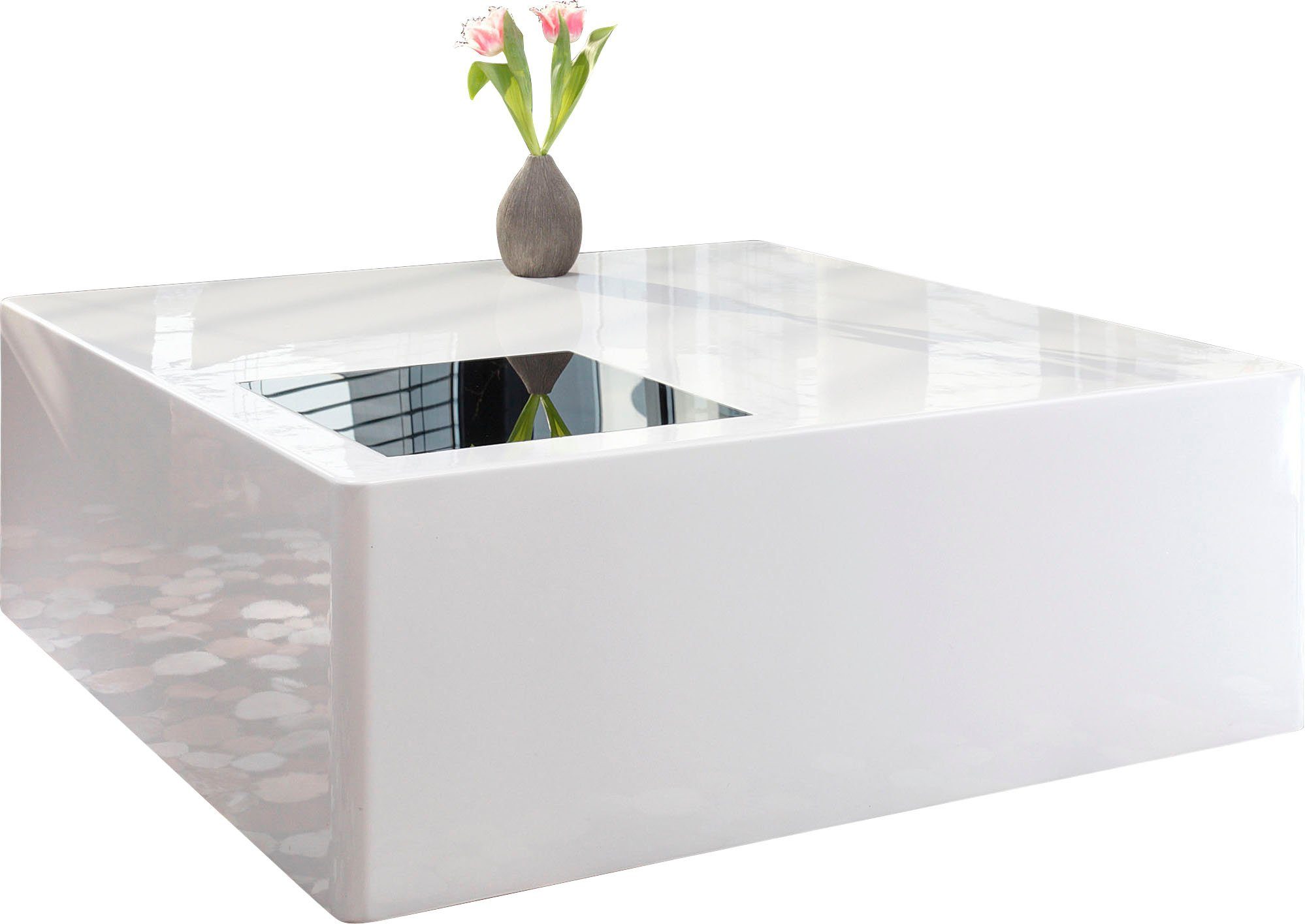 SalesFever Salontafel Met vierkant van zwart glas