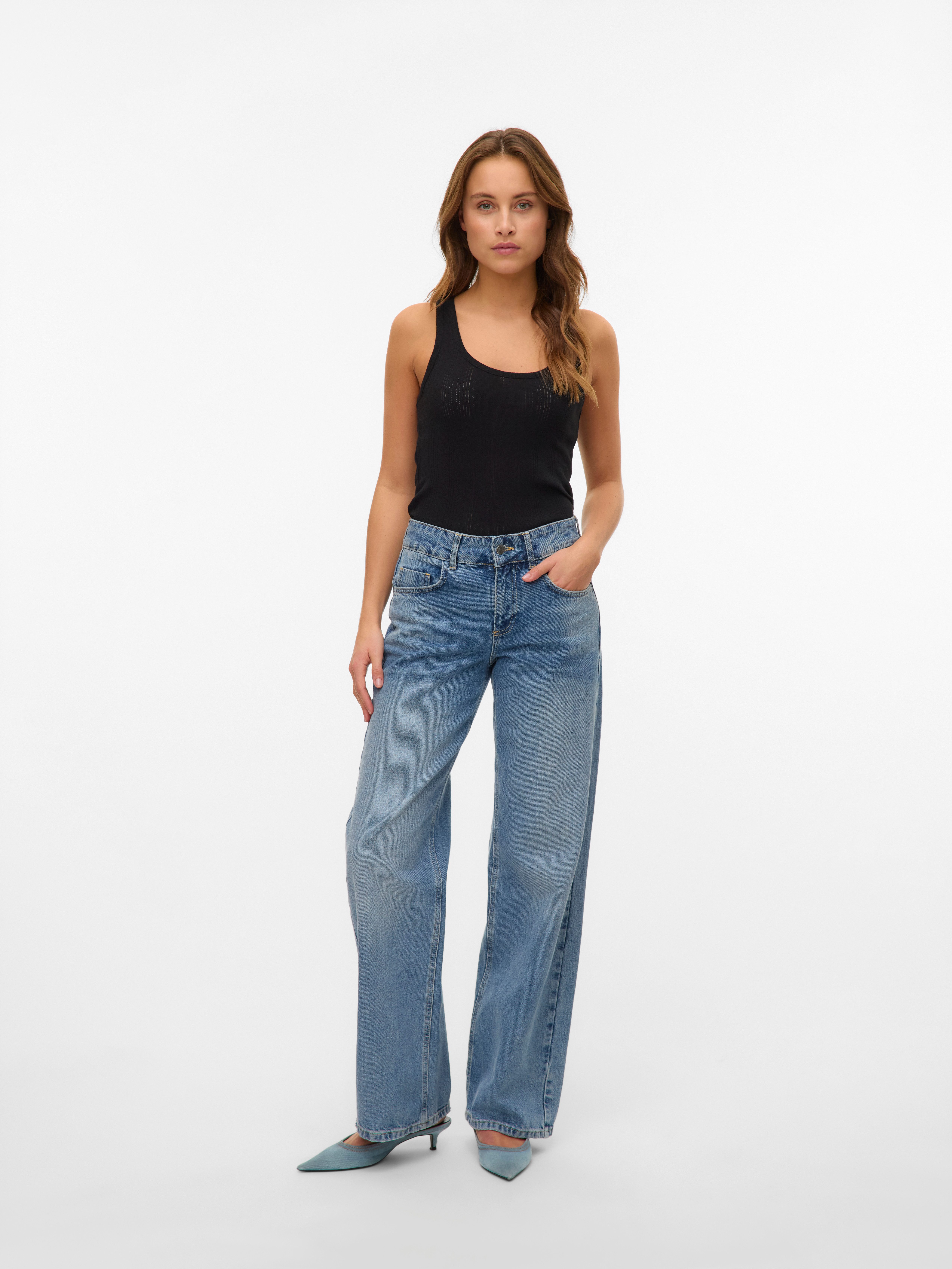 Vero Moda Geribde tanktop VMLISA POINTELLE TANK TOP JRS NOOS