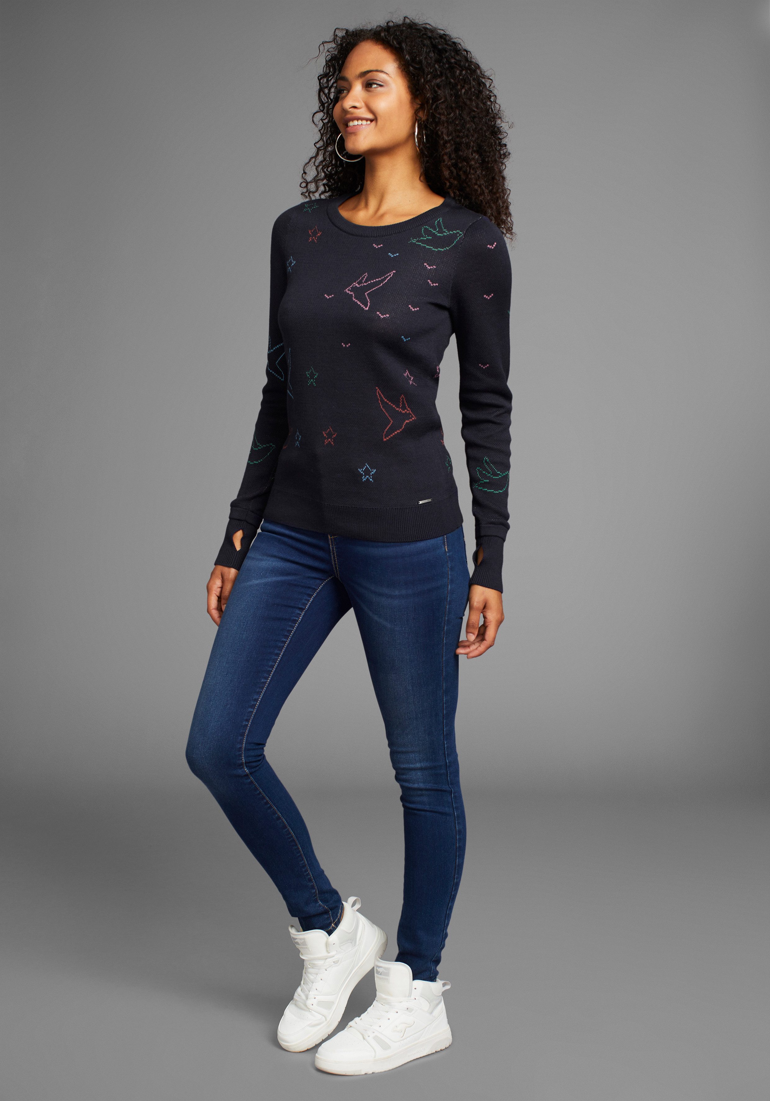 KangaROOS Trui met ronde hals met gebreide motieven