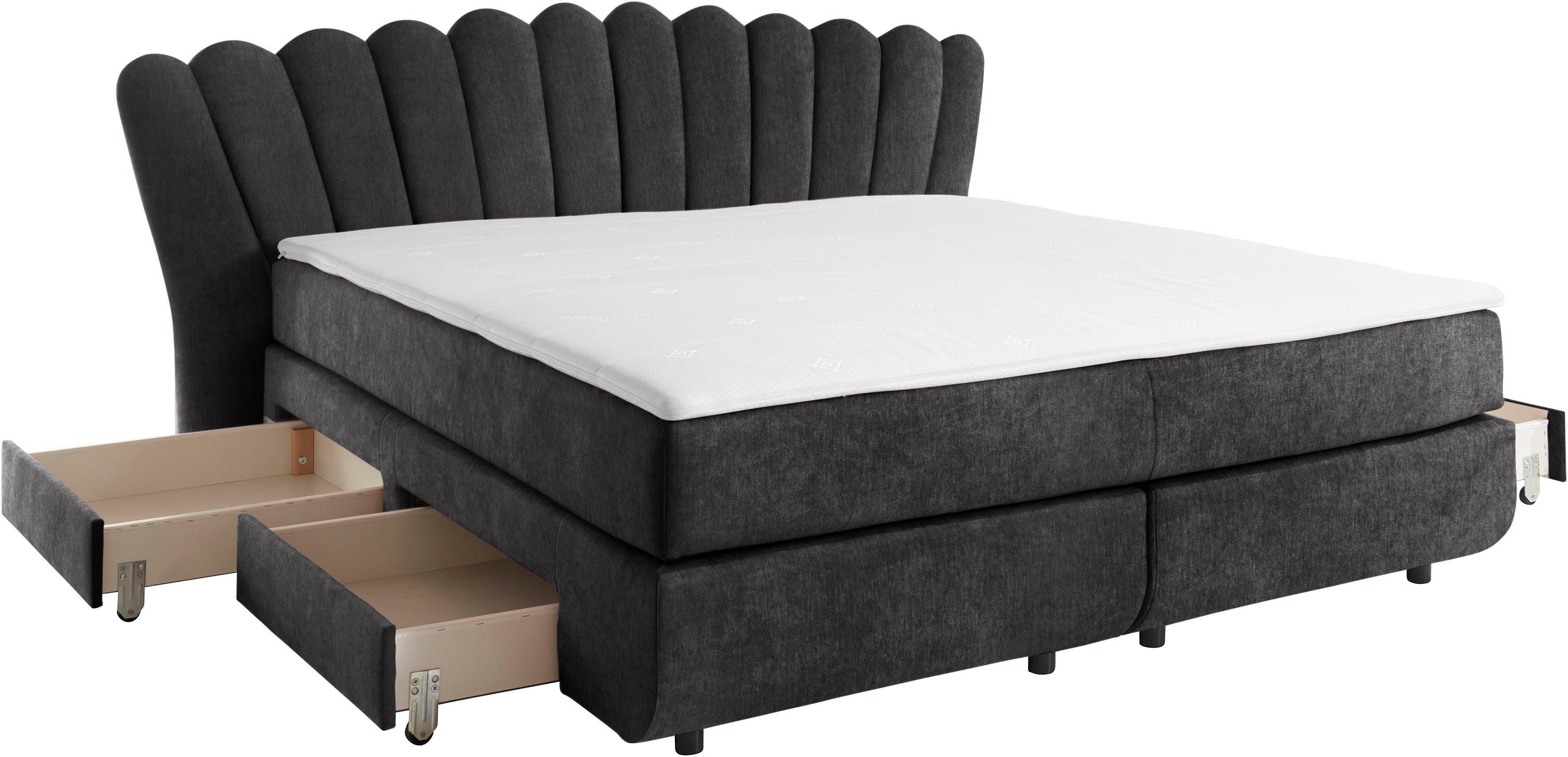 Leonique Boxspring Fleurir Breedte 180 cm- met praktische laden! Topmatras inclusief! In 3 verschillende ligbreedtes: 90, 140 en 180 cm.