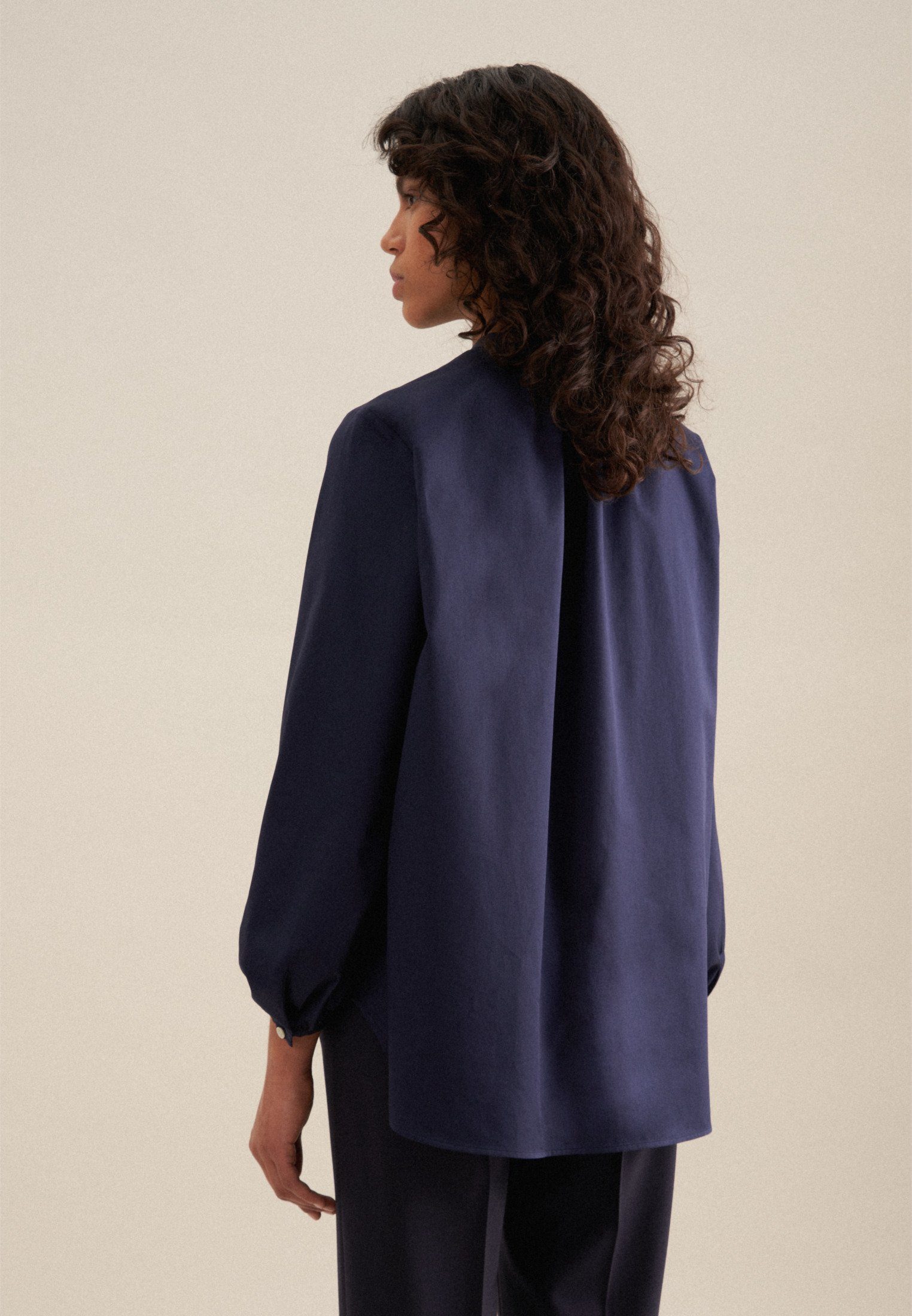 seidensticker Klassieke blouse Zwarte roos Lange mouwen kraag uni