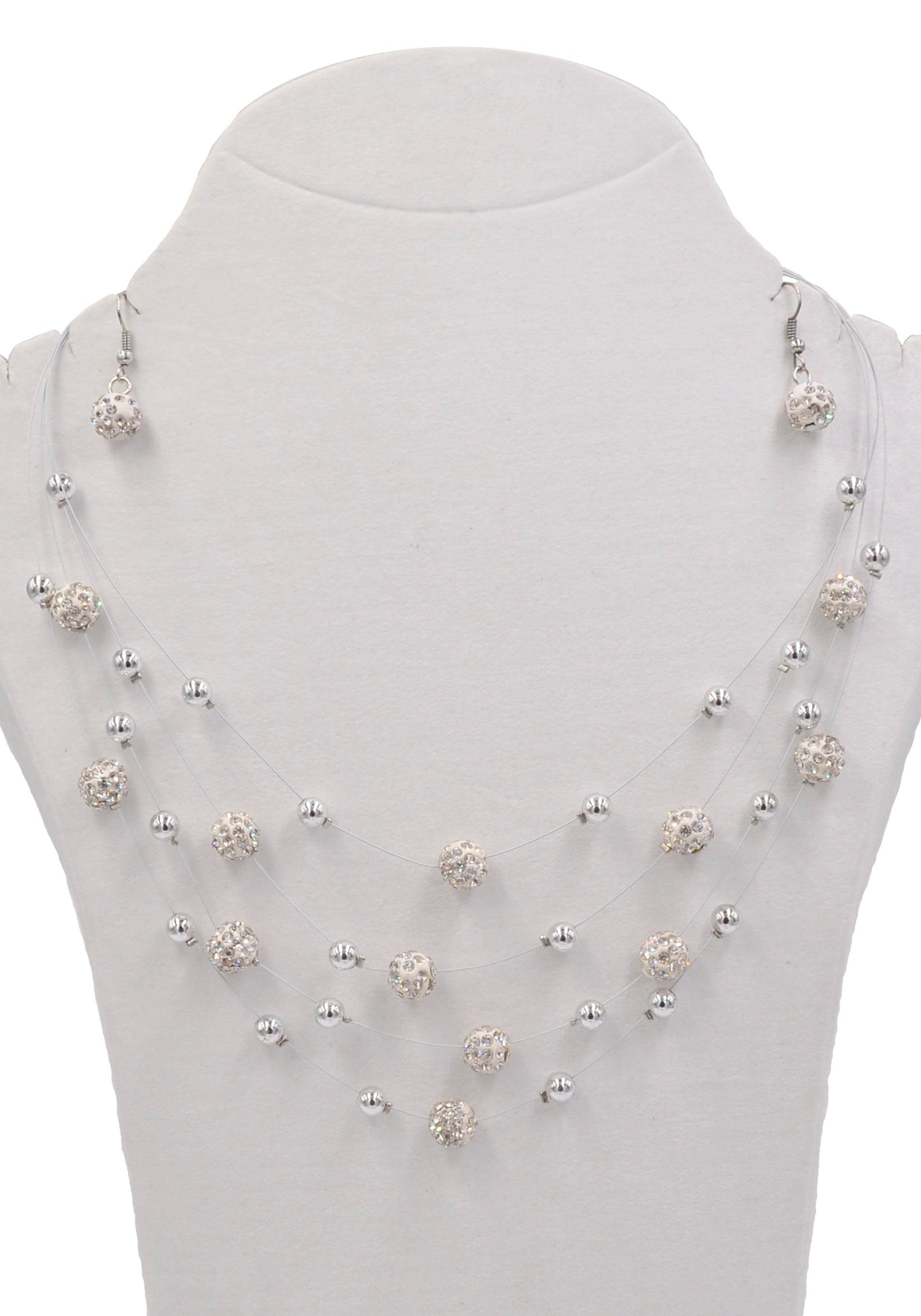 Firetti Oorring- en kettingenset Blue Crystal met glassteen (set 3-delig)
