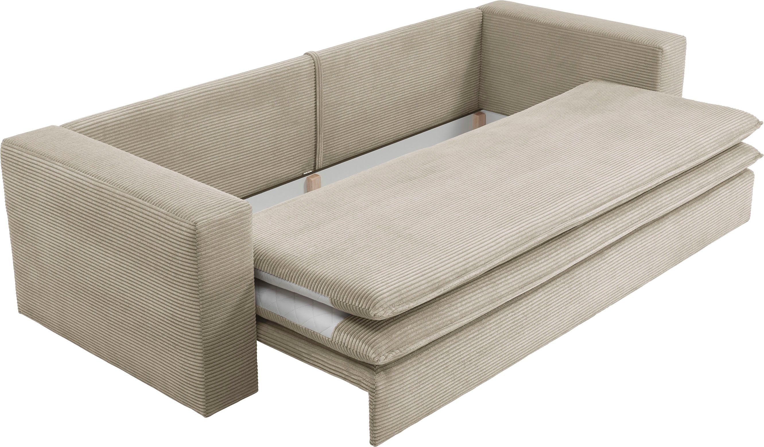 Places of Style 3-zitsbank PIAGGE Cord-bekleding - met slaapfunctie en bedkist, met praktische topmatras
