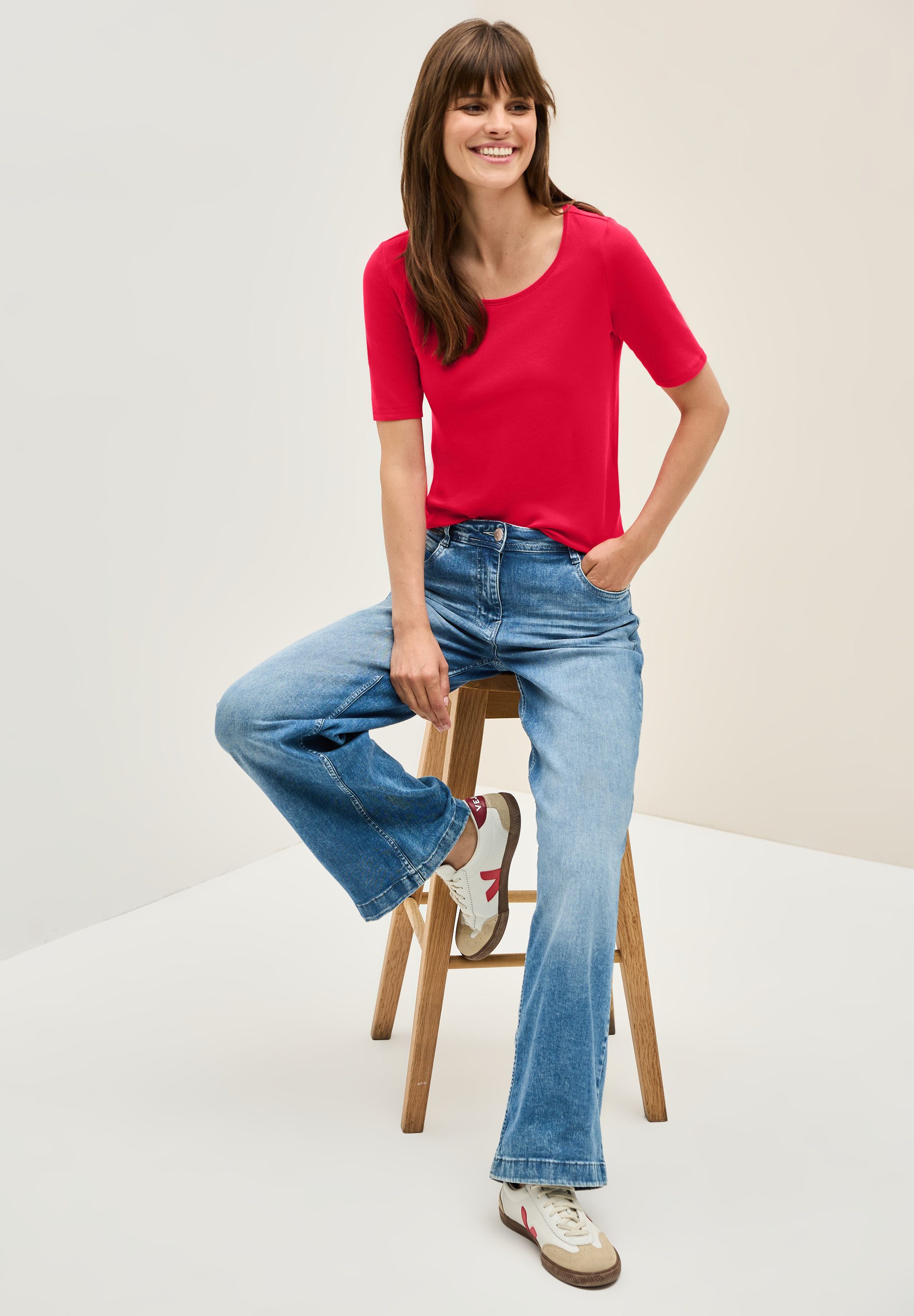 Cecil T-shirt Stijl Lena met klassieke ronde hals