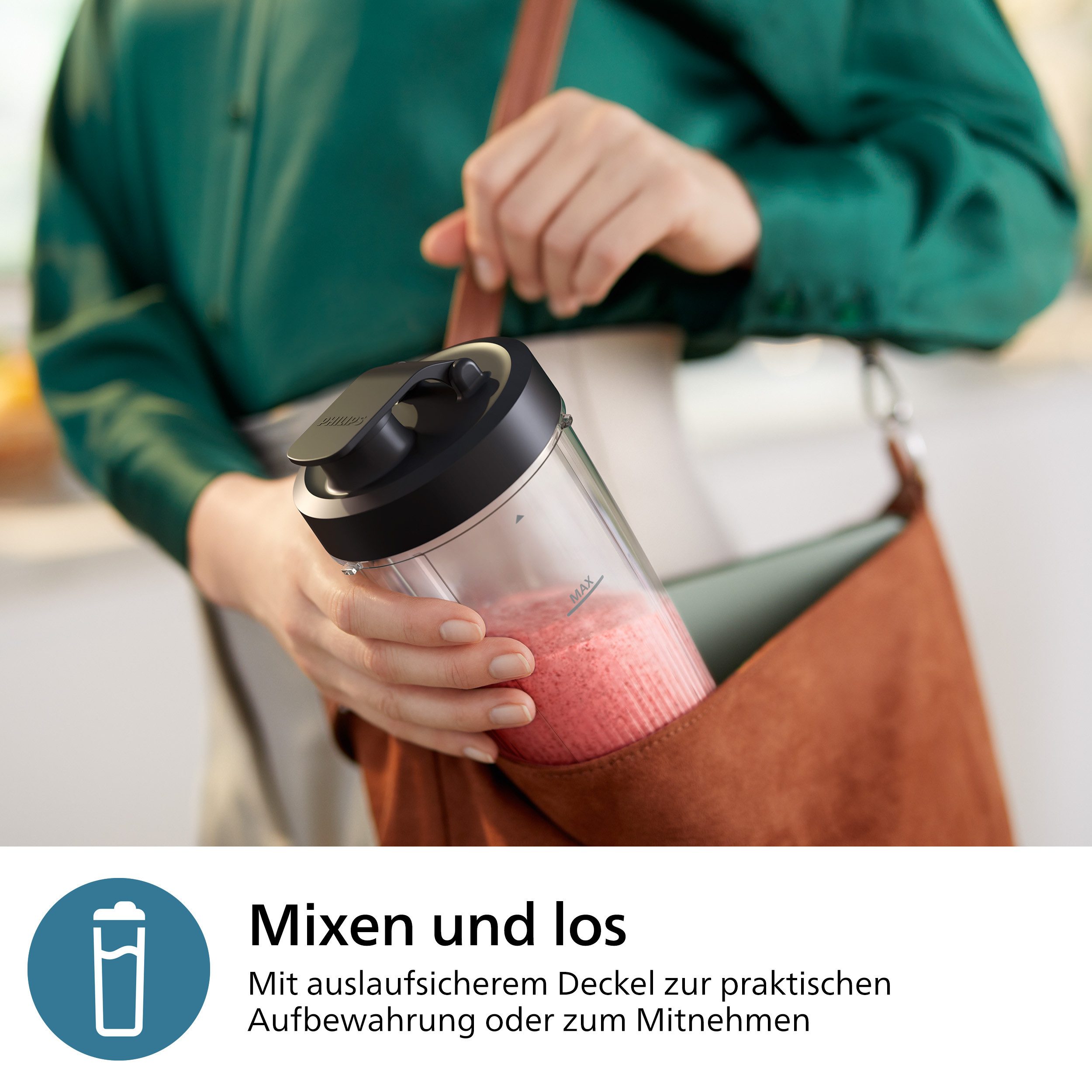 Philips Blender HR2764/00 5000 Series, met ProBlend Plus-technologie 700ml tritan beker, compact ontwerp, roestvrij staal/zwart