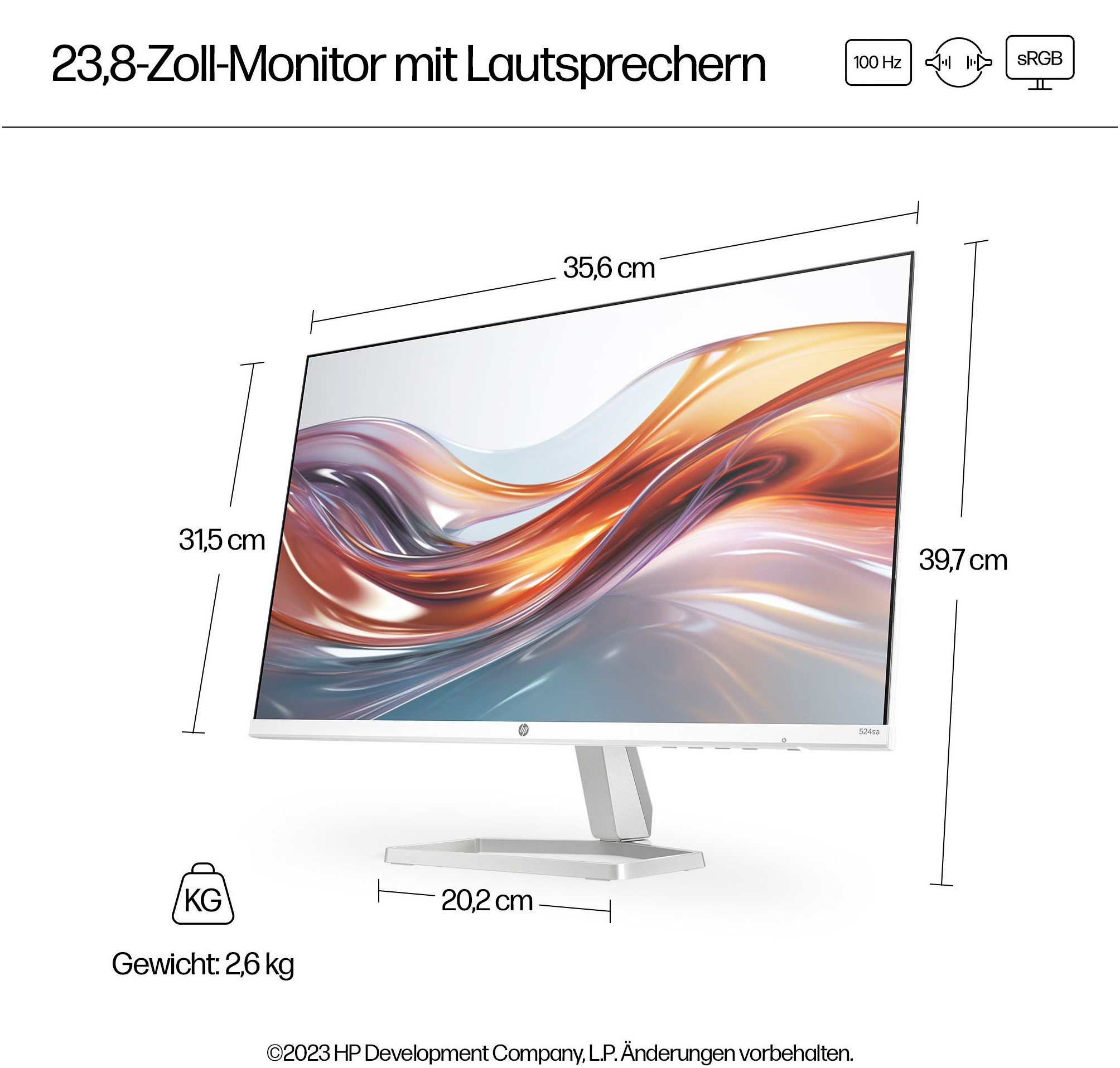 HP Ledscherm 524sa (HSD-0174-K), 61 cm / 24", Full HD