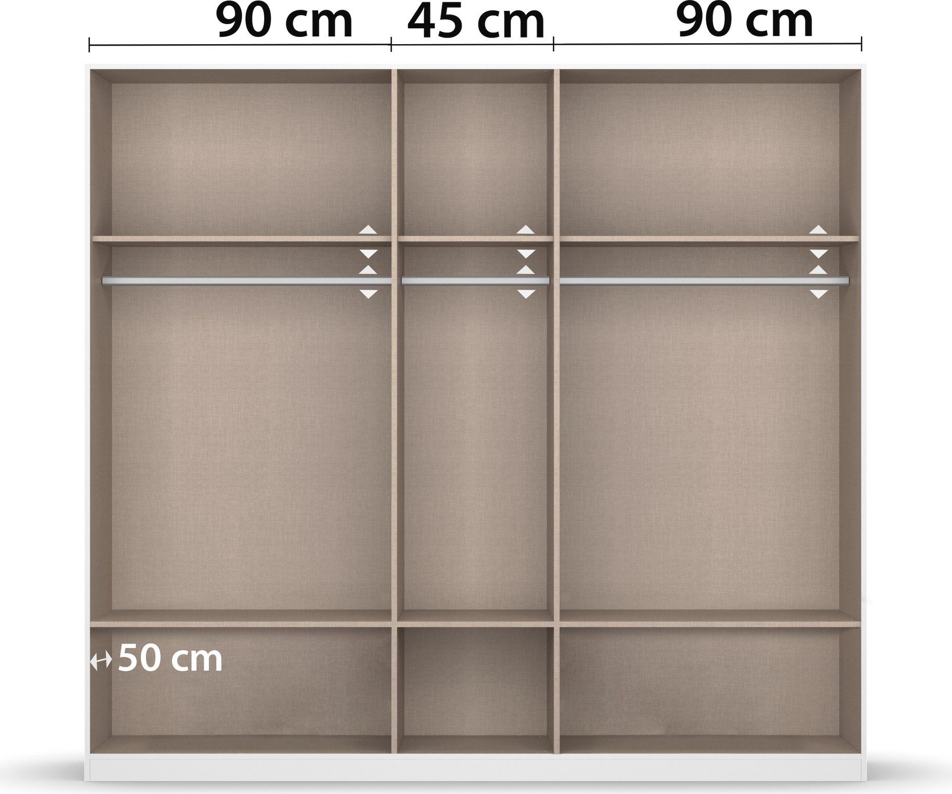 rauch Draaideurkast Kledingkast kast garderobe waskast BARI met spiegel met lades en moderne greep in grijs metallic made in germany