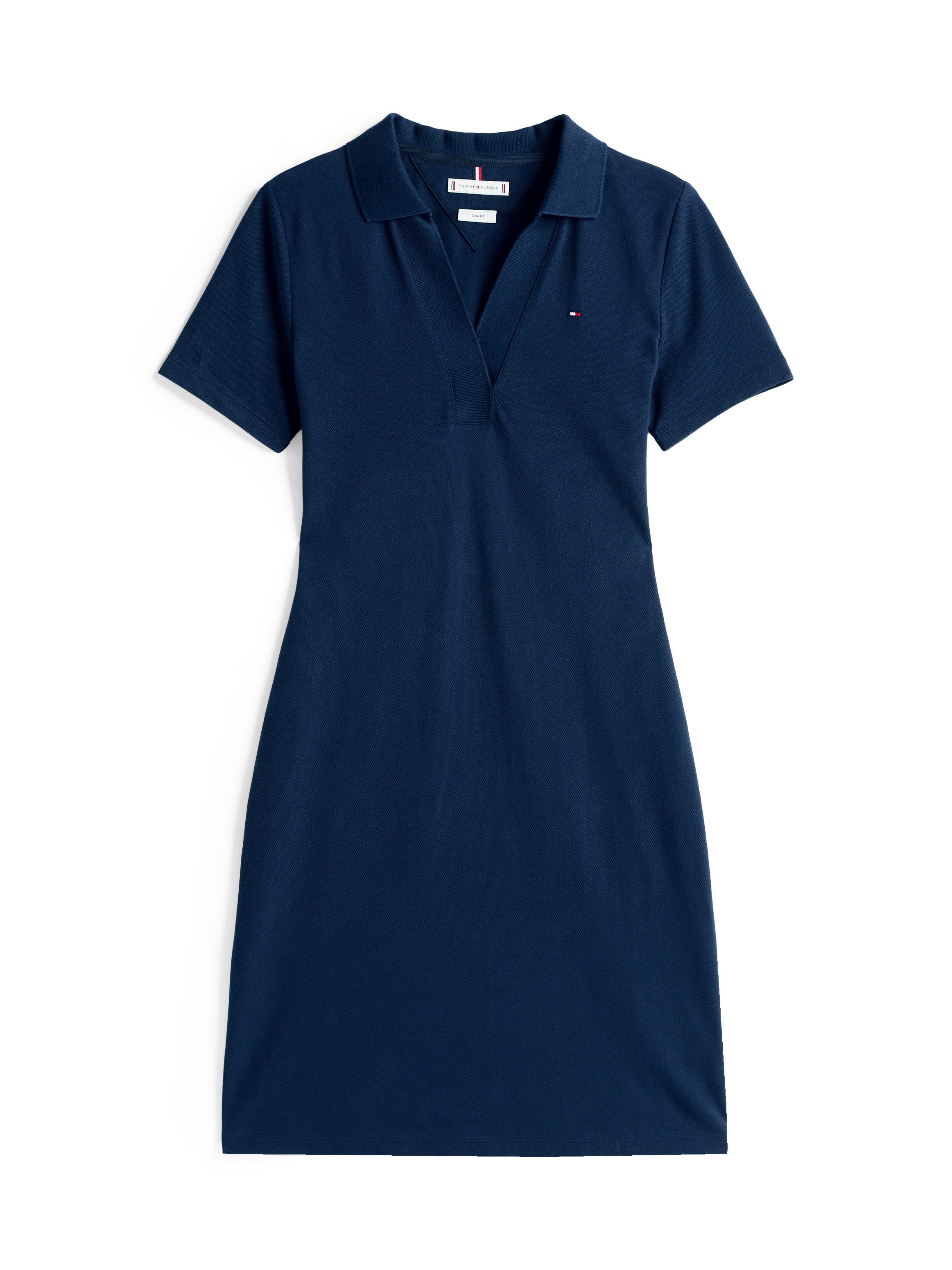Tommy Hilfiger Polojurk SLIM OPEN NK POLO DRESS SS met geborduurde tommy hilfiger vlag