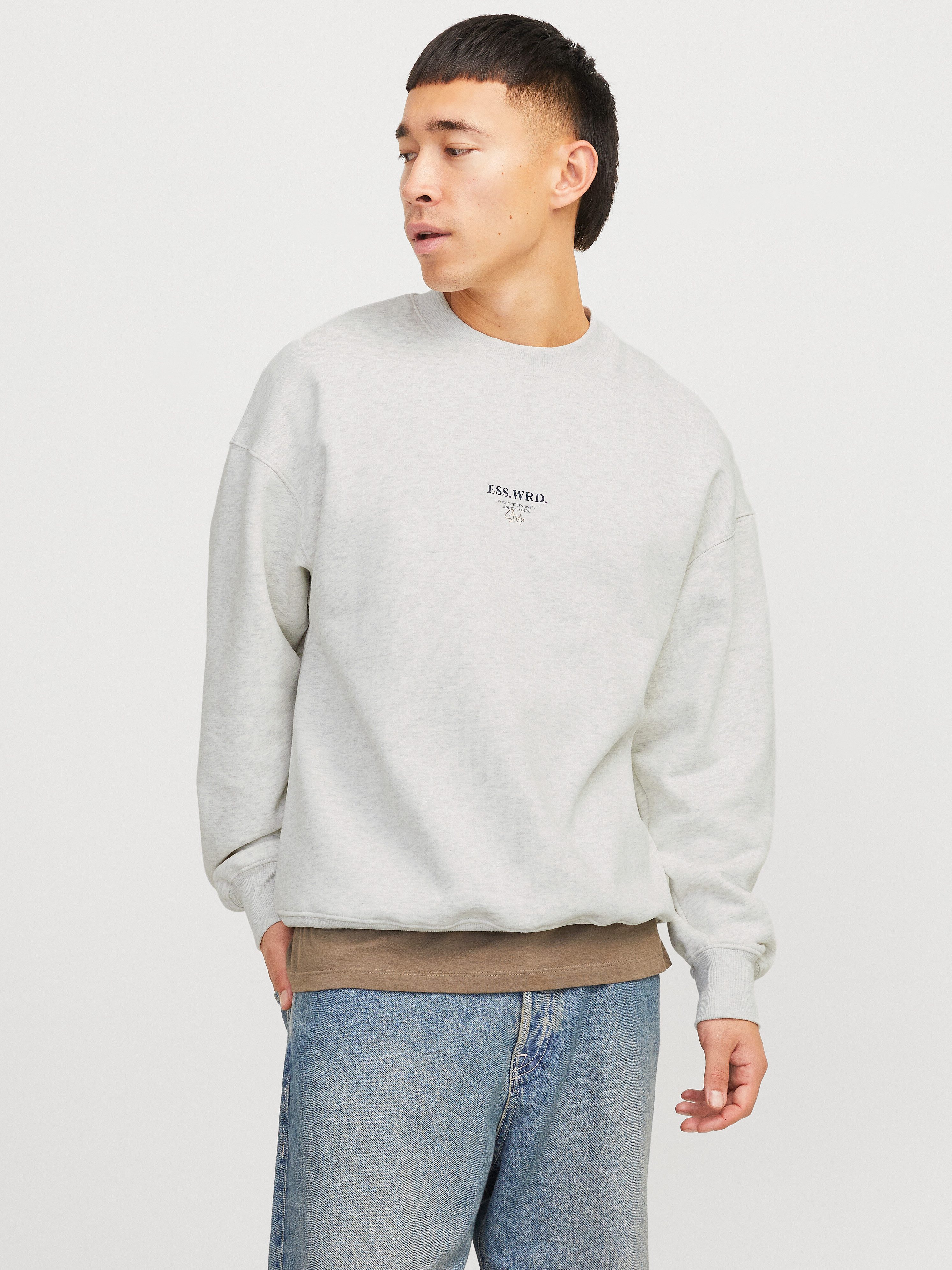 Jack & Jones Sweatshirt JJEURBAN EDGE STUDIO SWEAT CREW NOOS heren sweaters maat XL wit