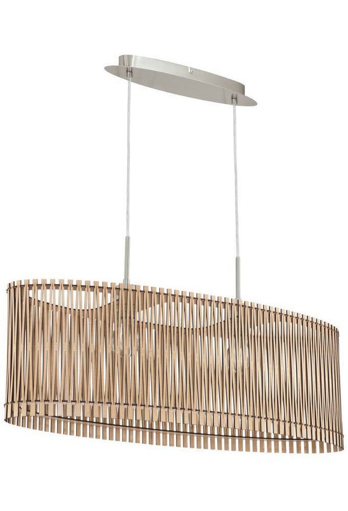 EGLO Hanglamp SENDERO Hanglamp, staal in nikkel-mat, hout in esdoorn, natuur, E27, 77,5 cm (1 stuk)