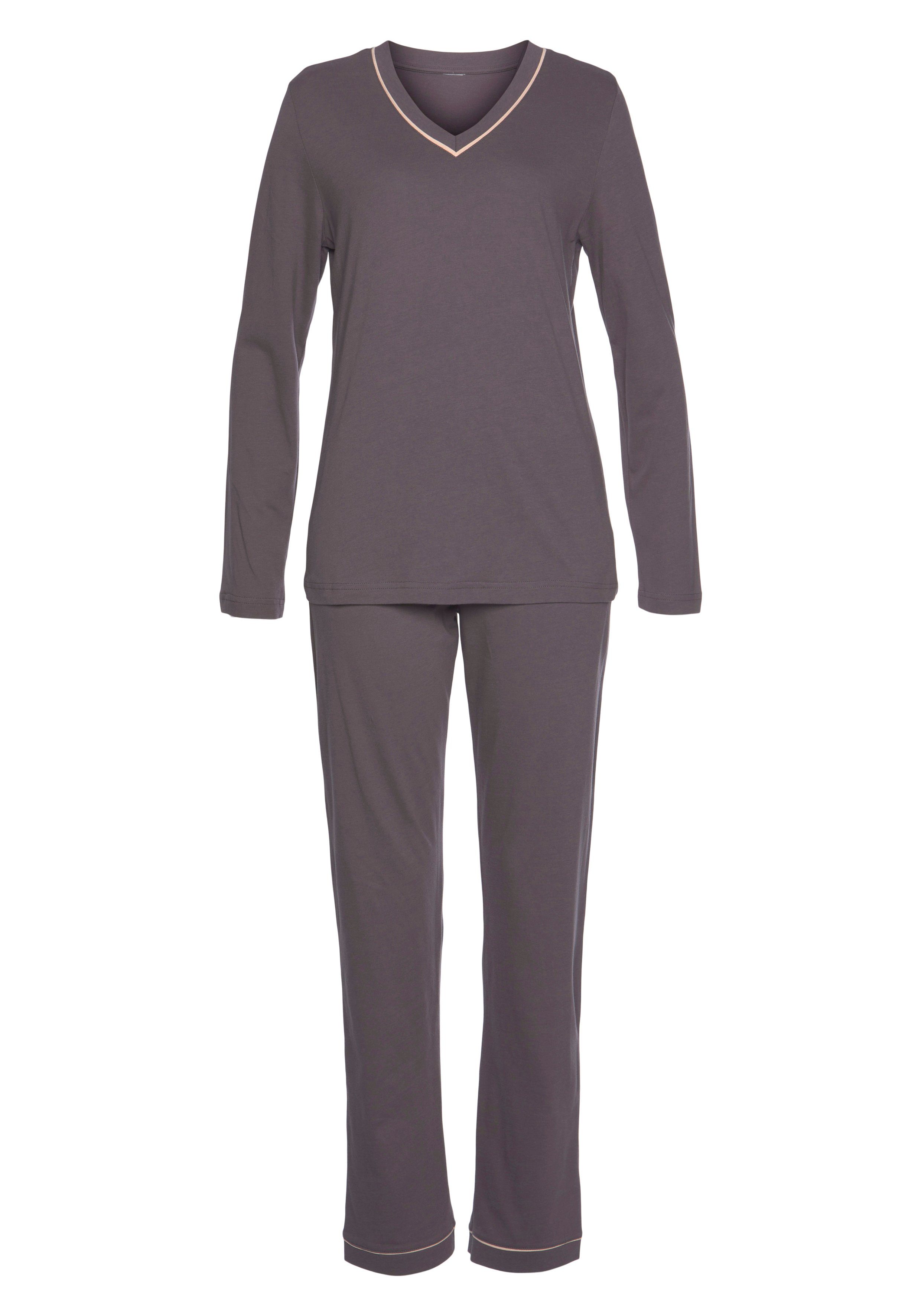 Vivance Dreams Pyjama met contrasterende paspel-details (2-delig, 1 stuk)