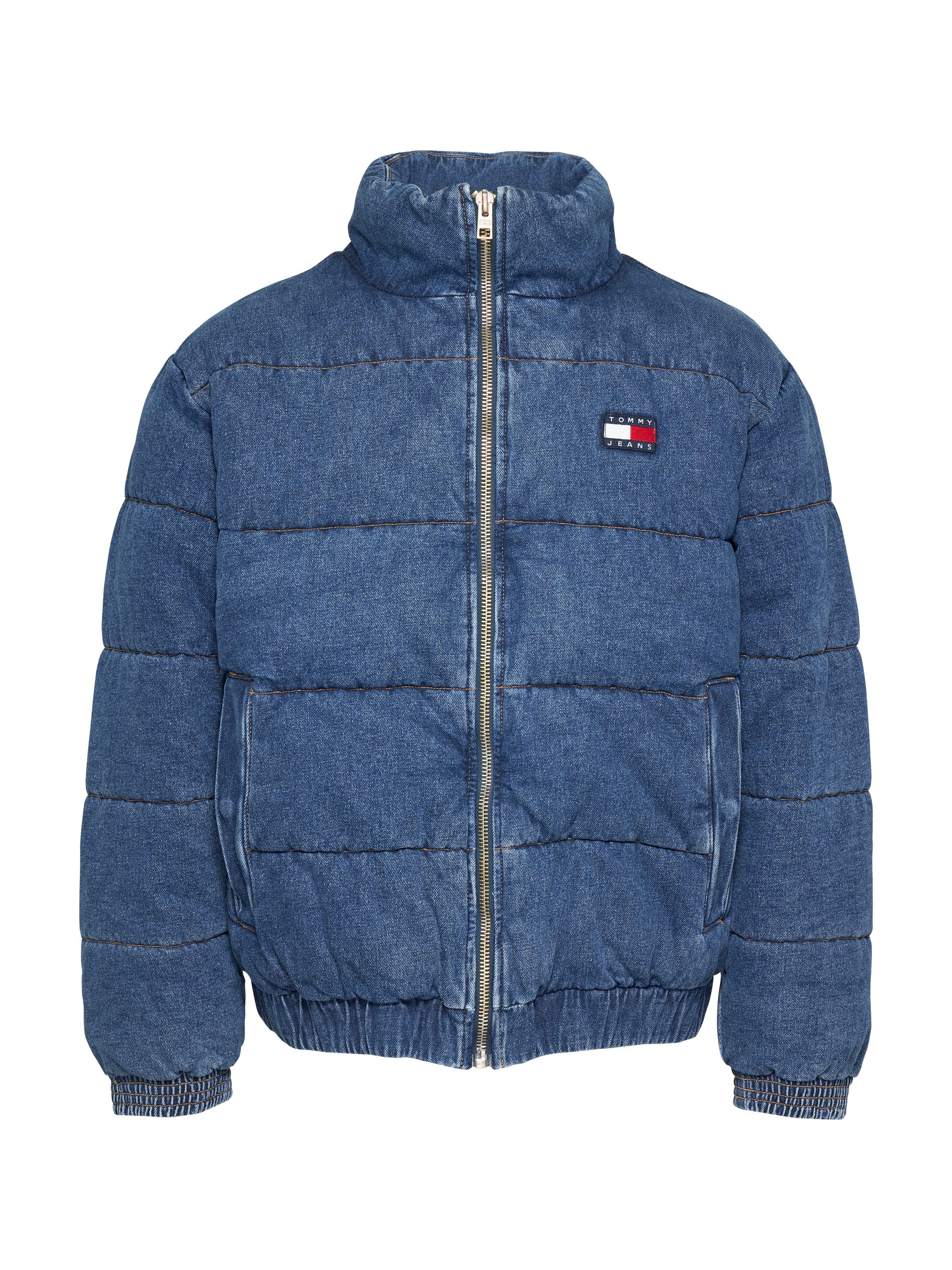 TOMMY JEANS Gewatteerde jas DENIM PUFFER JKT DH6051 met geborduurd merklogo op borsthoogte