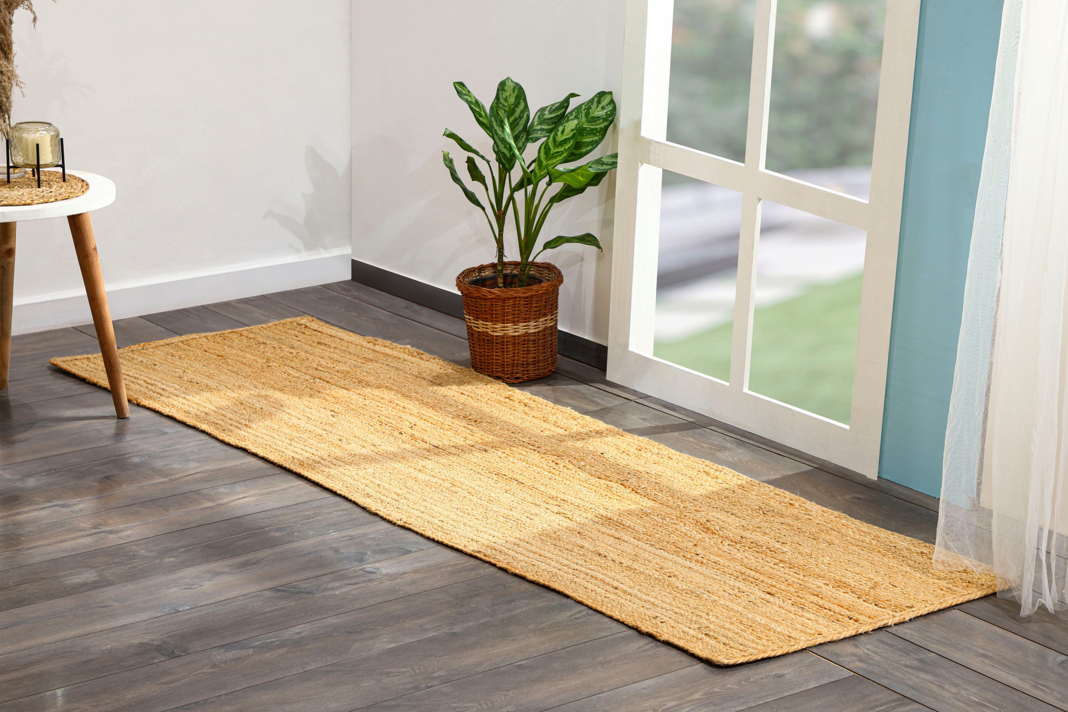 Myflair Möbel & Accessoires Loper Lola Jute tapijt, omkeerbaar tapijt, handgeweven, 100% natuurlijke vezel, Boho-stijl