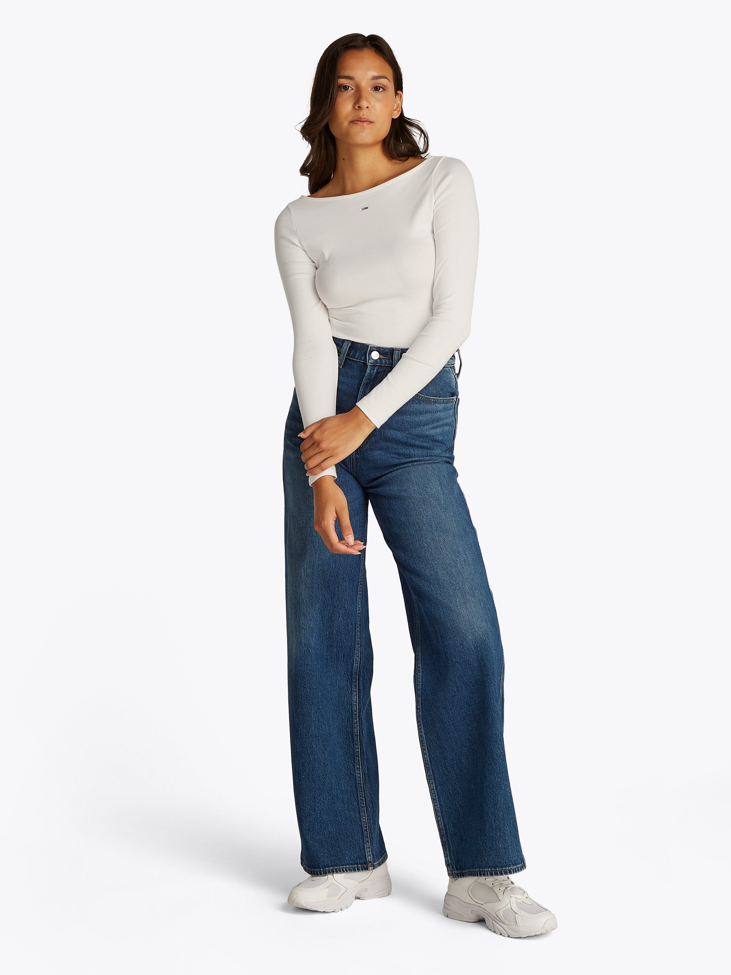 TOMMY JEANS Shirt met lange mouwen TJW BOAT NECK TOP LS