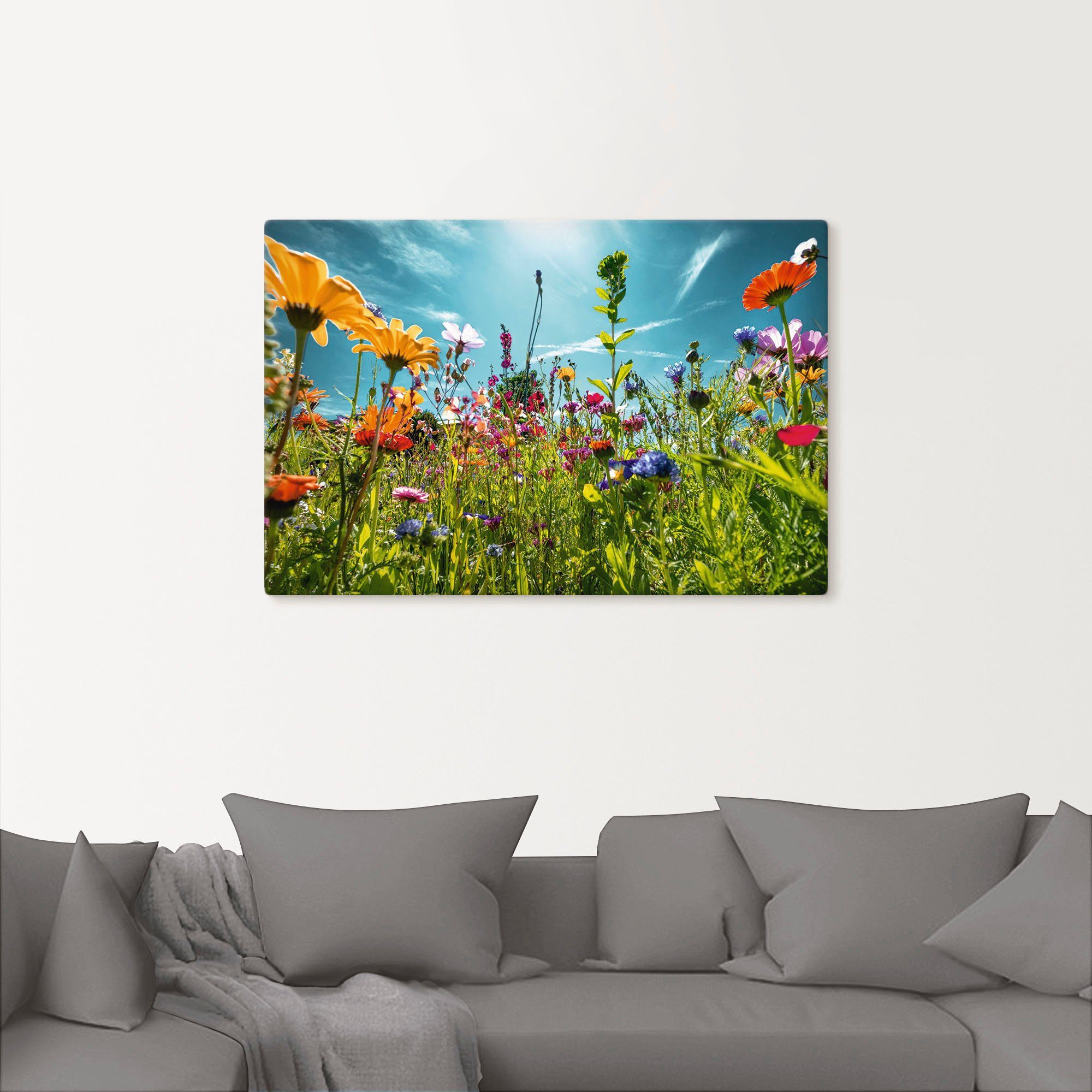 Artland Artprint Kleurrijk bloemenveld als artprint van aluminium, artprint voor buiten, artprint op linnen, poster, muursticker