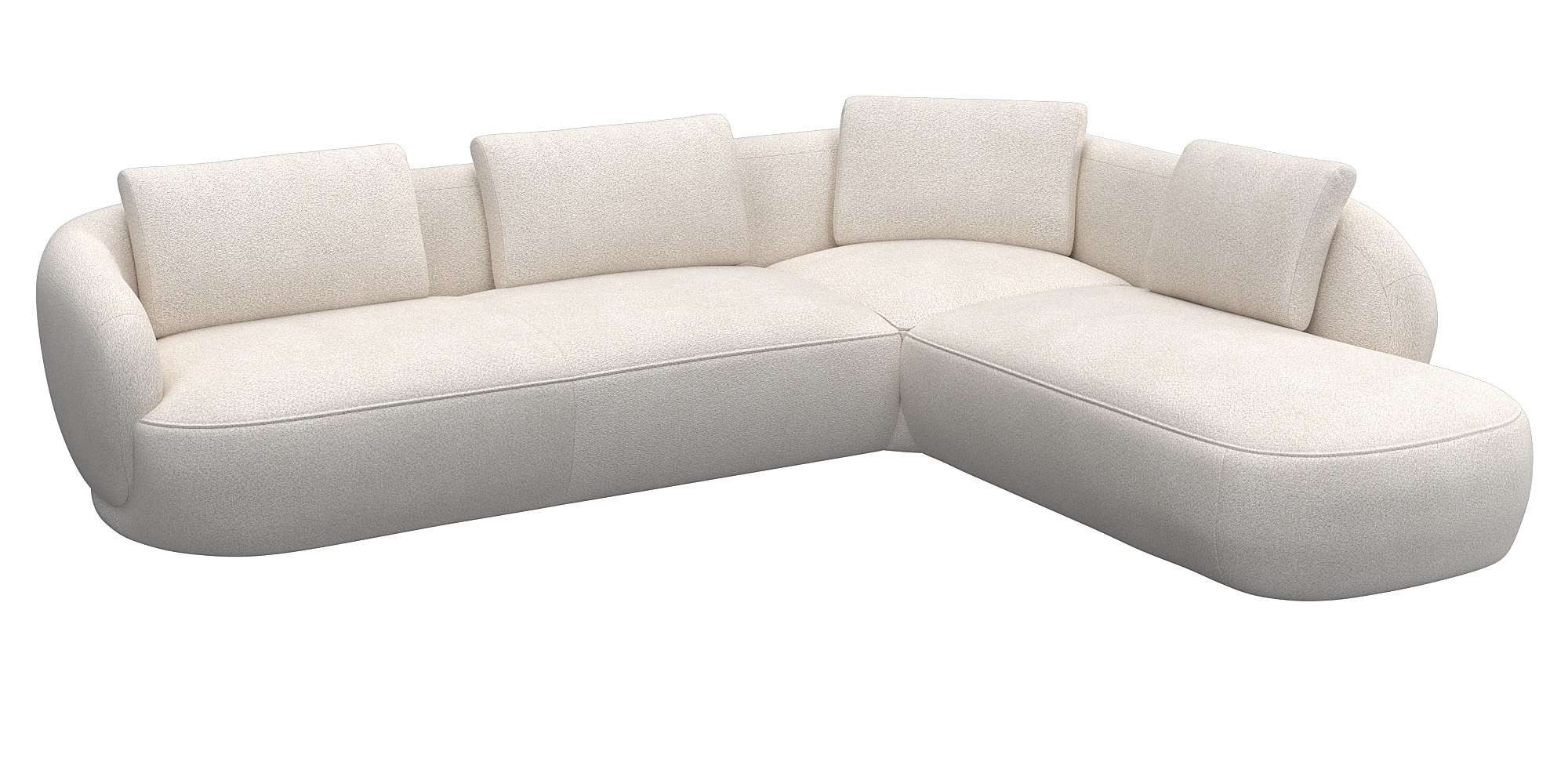 FLEXLUX Hoekbank Torino, rond, L-vorm, bankhoek met ottomane Modern, organisch bankontwerp, koudschuim, golfvering