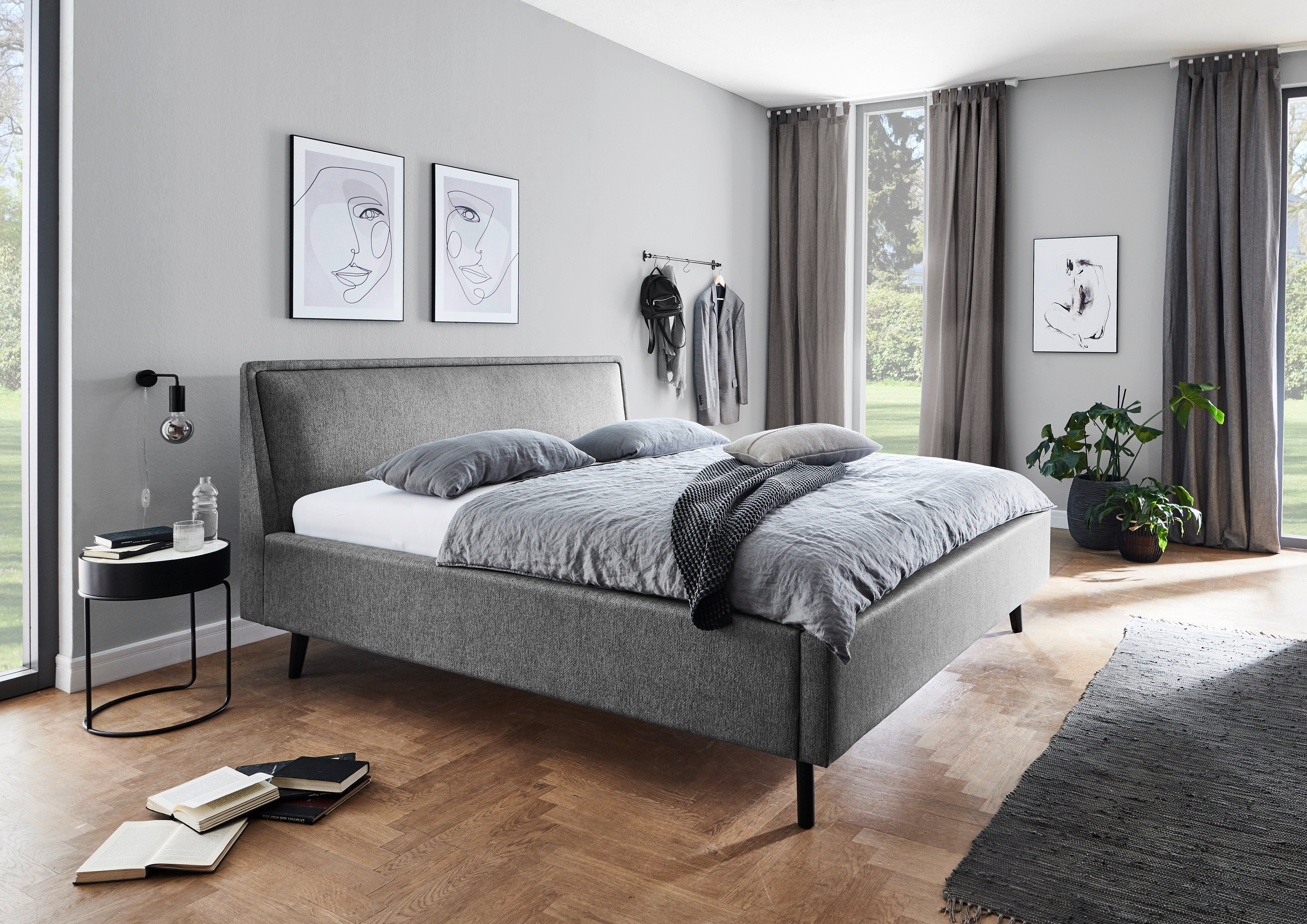 meise.möbel Gestoffeerd bed Frieda naar keuze met lattenbodem en bedkist bedden grijs