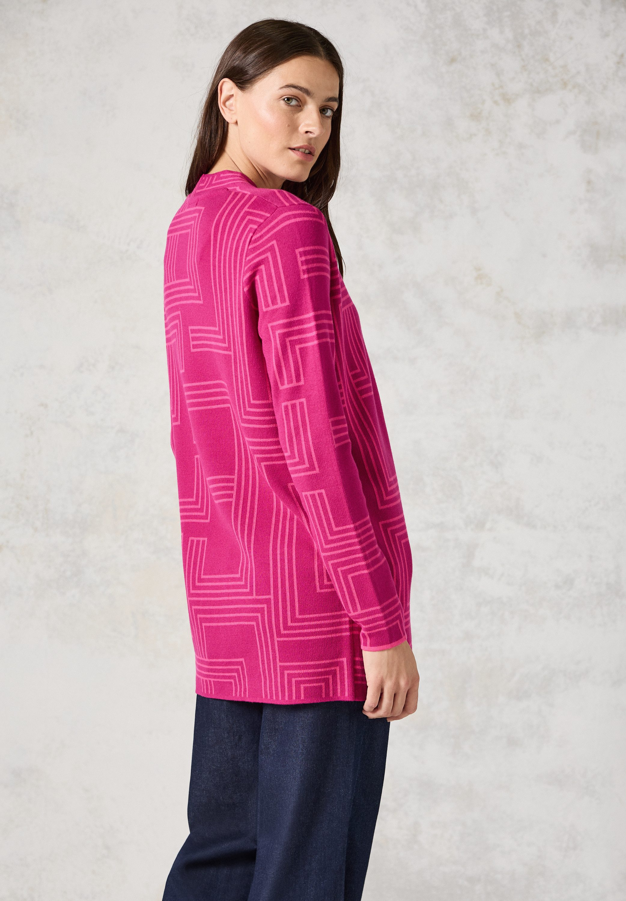Cecil Cardigan open, met grafisch patroon dames cardigans maat XL (44) roze