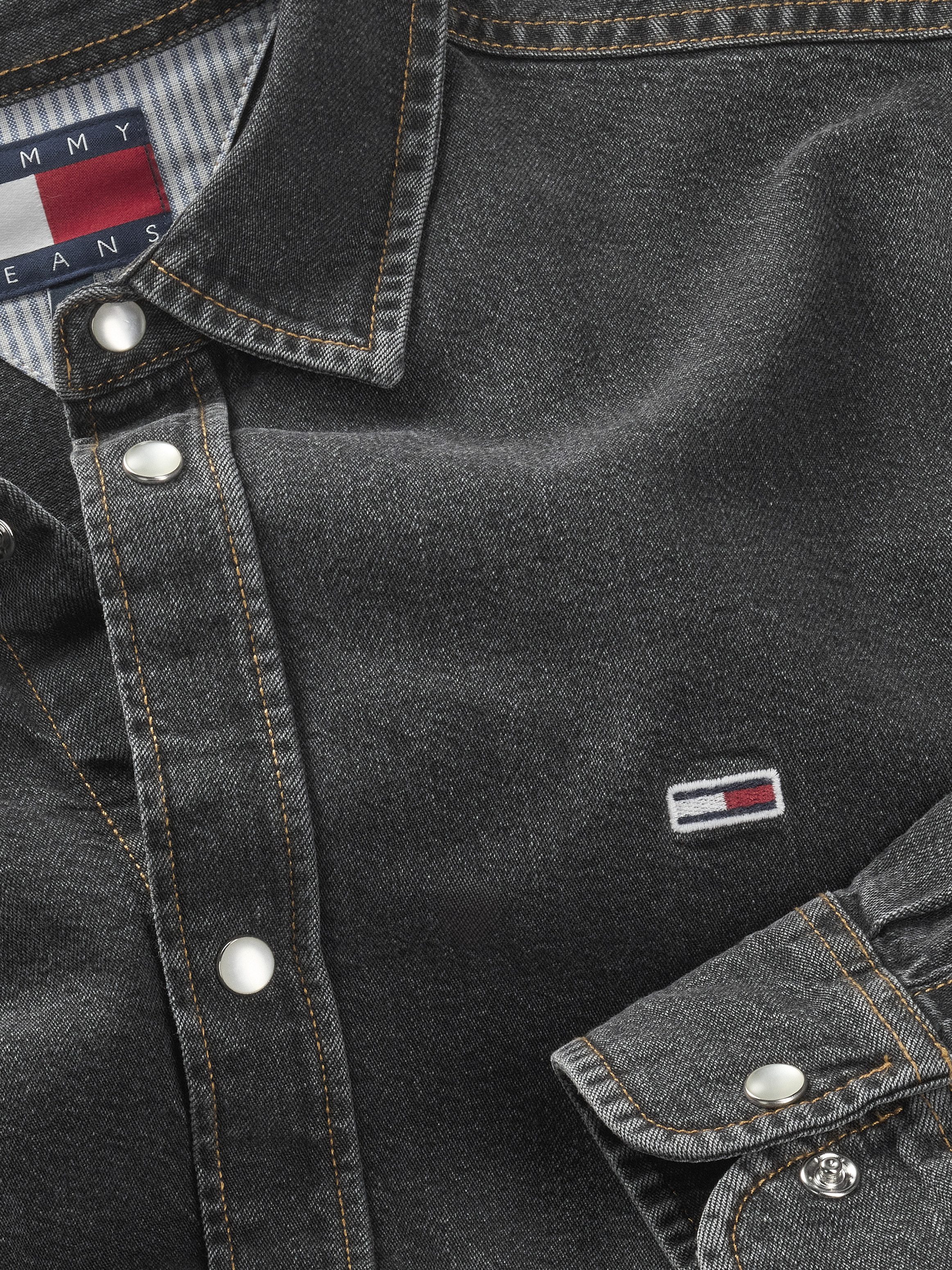 TOMMY Jeans overhemd RGLR FIT SHIRT WASHED BLACK