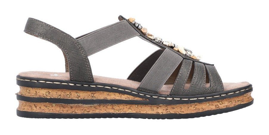 Rieker Sandalen zomerschoen, sandaal, sleehak, met decoratieve steentjes