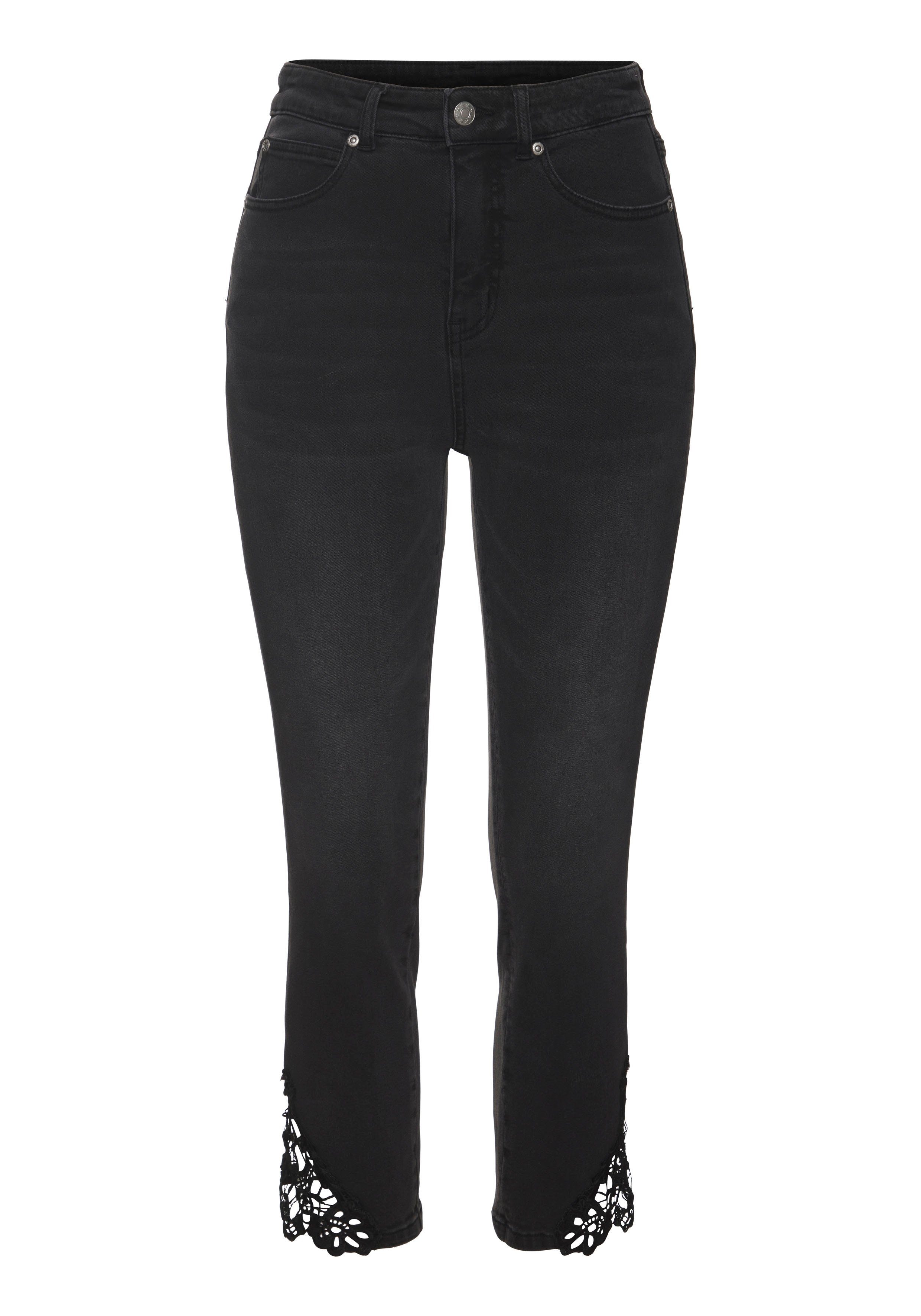 Vivance 7/8-capri-jeans met kantdetail aan de zoom, skinny jeans, modieus