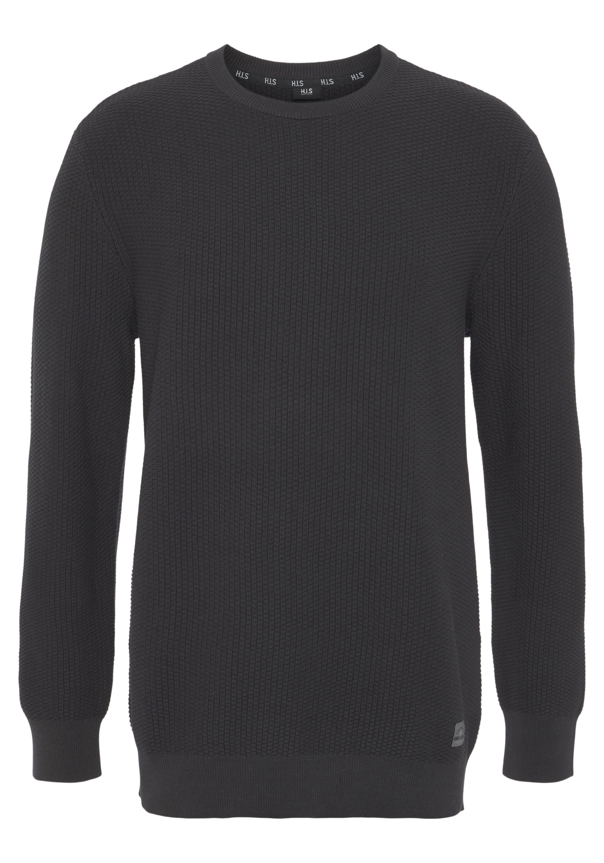 H.I.S Trui met ronde hals in bijzondere tricot-look