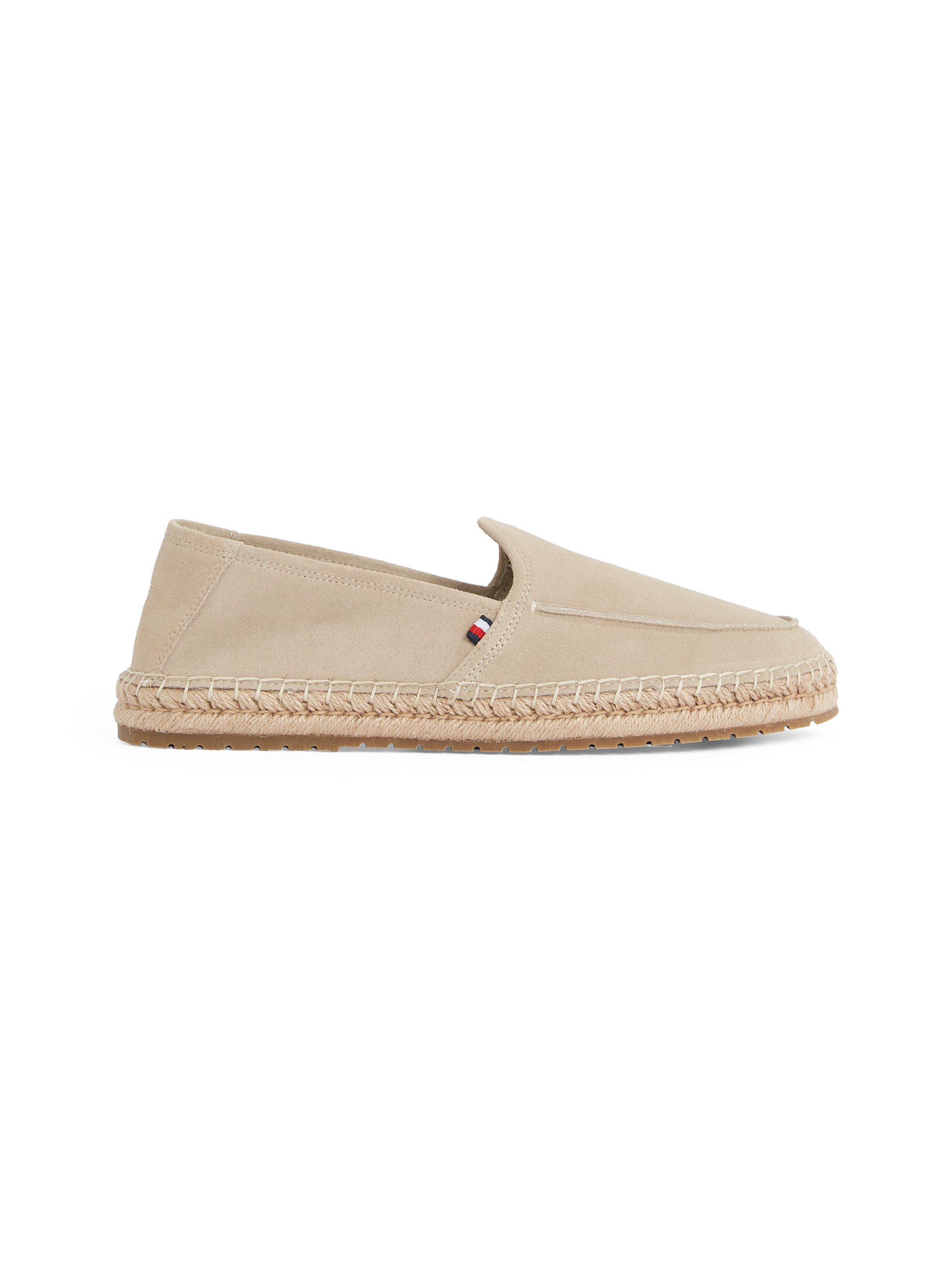 Tommy Hilfiger Espadrilles HILFIGER FLEX ESPA SUEDE LOAFER , zomerschoen, instapschoen, slippers met bamboe-bekleding op de plateau