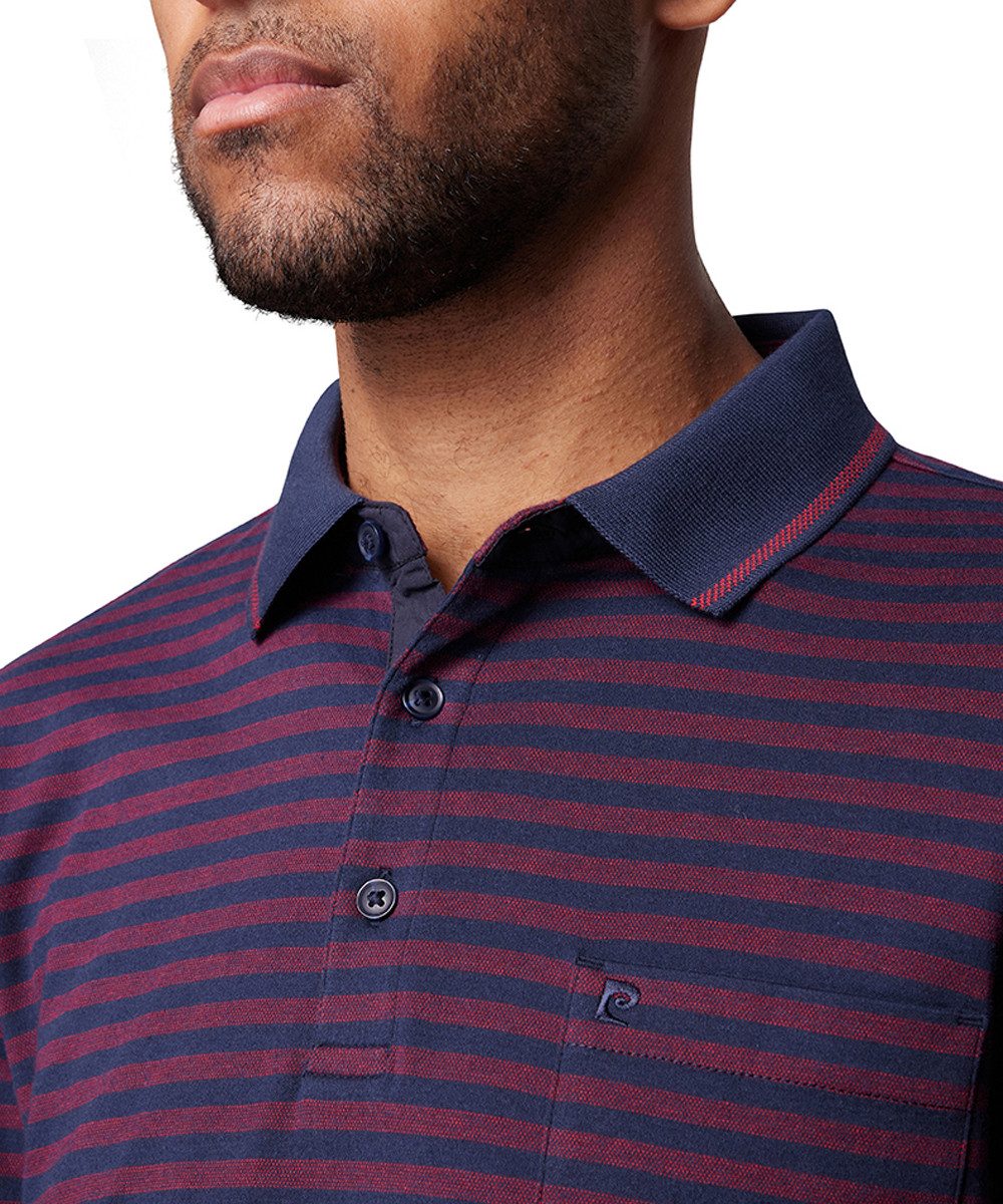 Pierre Cardin Poloshirt met lange mouwen in streepoptiek