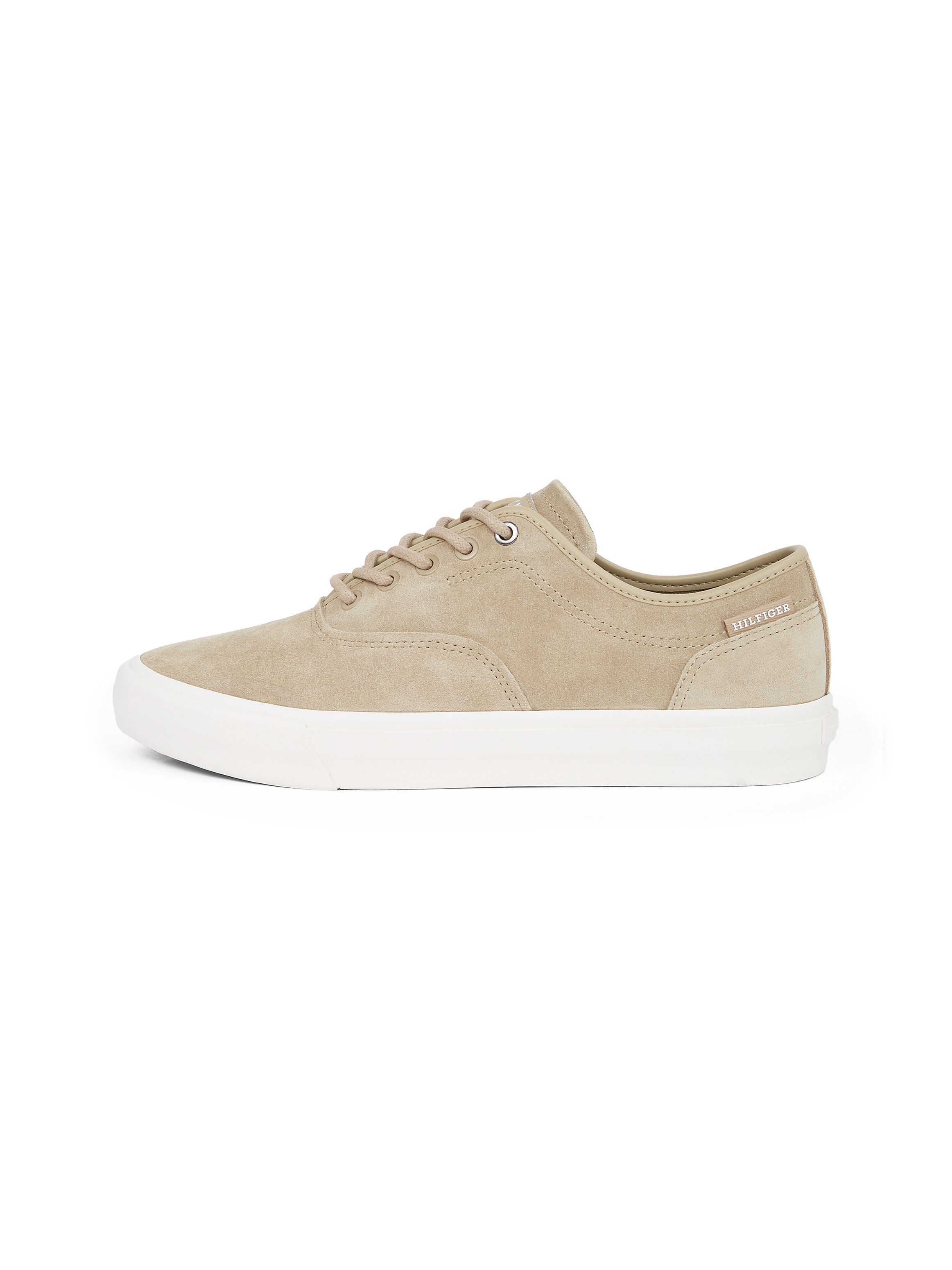 Tommy Hilfiger Plateausneakers TH HI VULC LOW OXFORD SUEDE , vrijetijdsschoen, lage schoen, veterschoen met label op de hiel