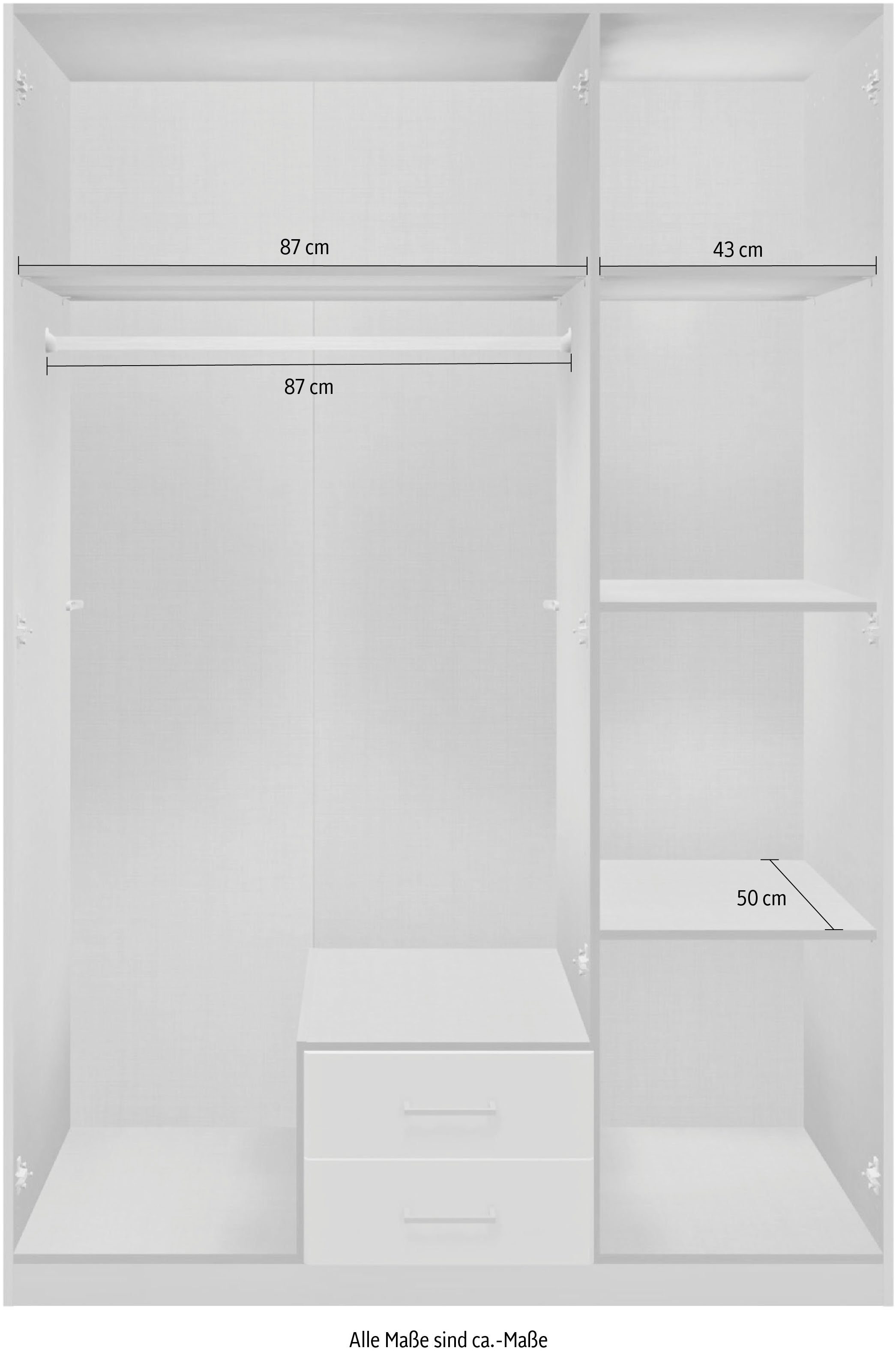 Wimex Draaideurkast Soest met gekleurde glazen deur, naar keuze 135 of 180 cm breed