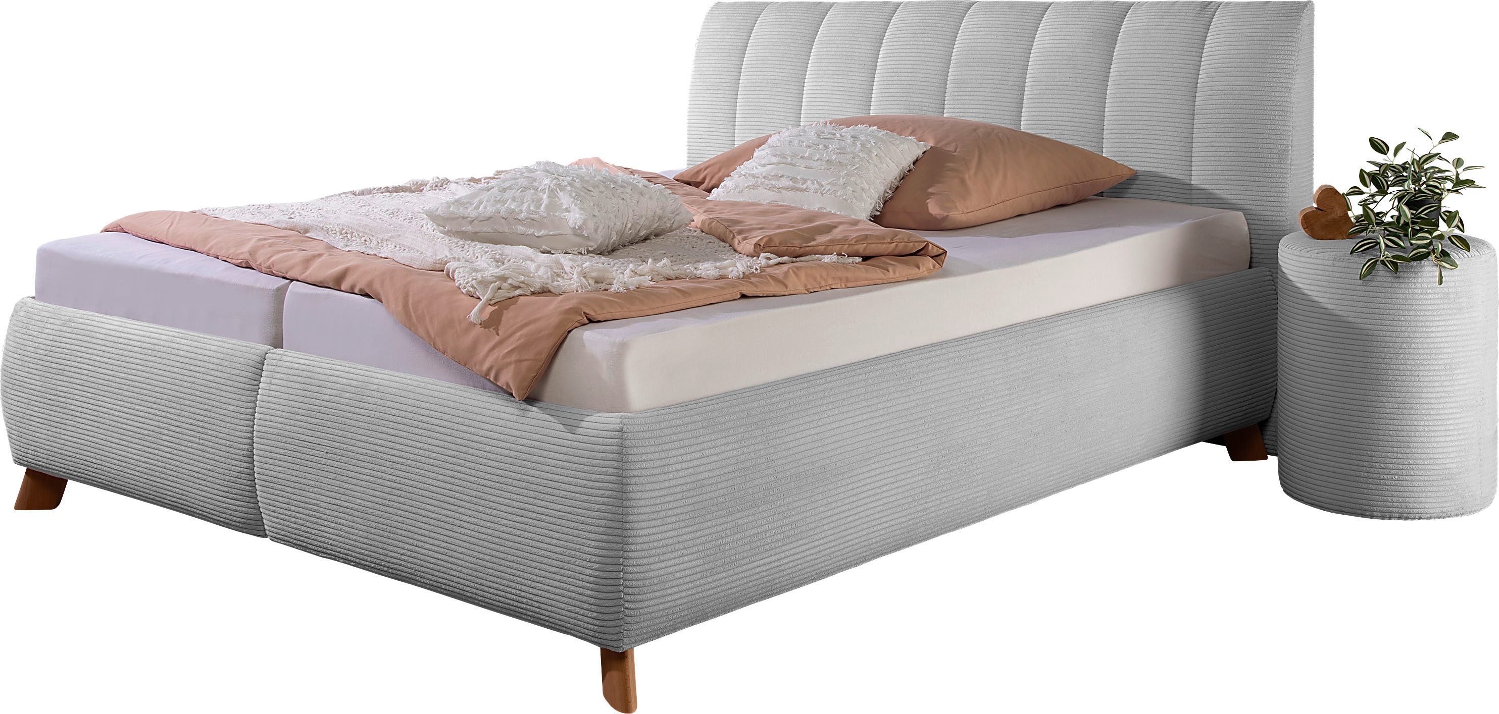 Maintal Gestoffeerd bed Hügeldorf inclusief bedlade, verkrijgbaar in h2, h3 & h4, van cord bekleding