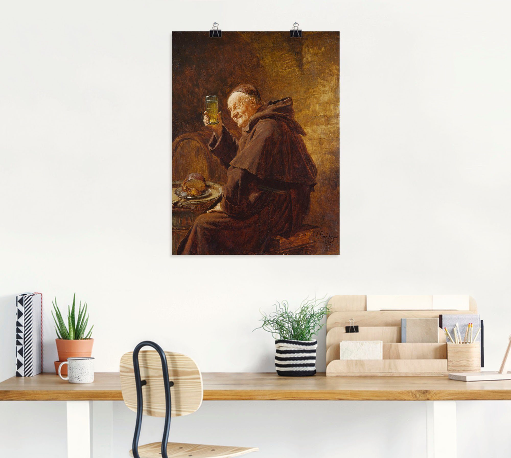 Artland Artprint Monnik bij het wijn proeven. als artprint op linnen, poster in verschillende formaten maten