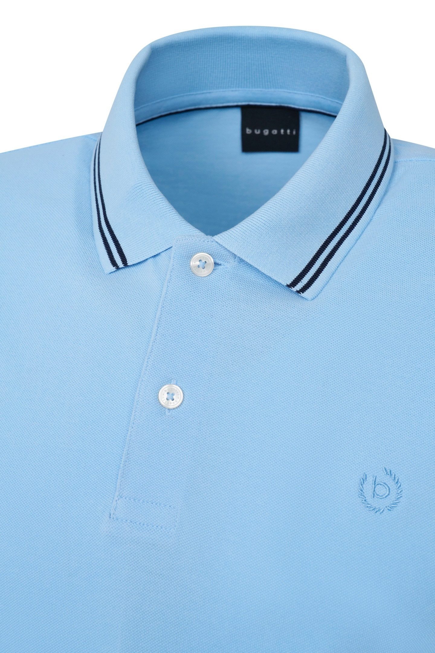 Bugatti Poloshirt met contraststrepen en borstborduursel