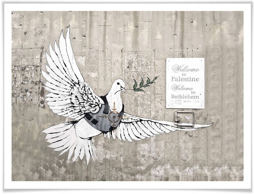 Wall-Art Poster Banksy de vredesduif graffiti Poster, artprint, wandposter (1 stuk)