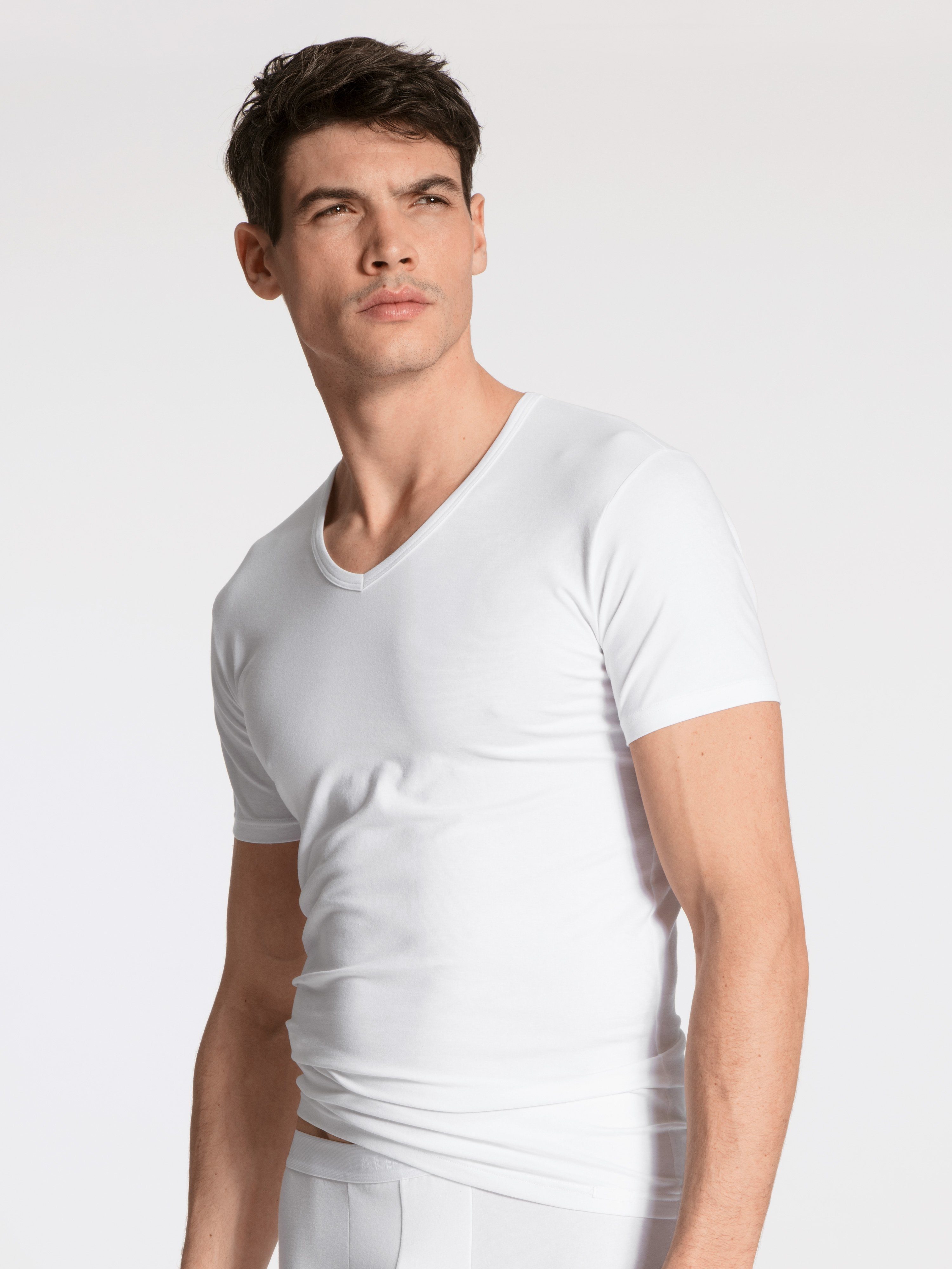 CALIDA Shirt met korte mouwen Natural Benefit met v-halslijn en perfecte pasvorm (2-delig, Set van 2)