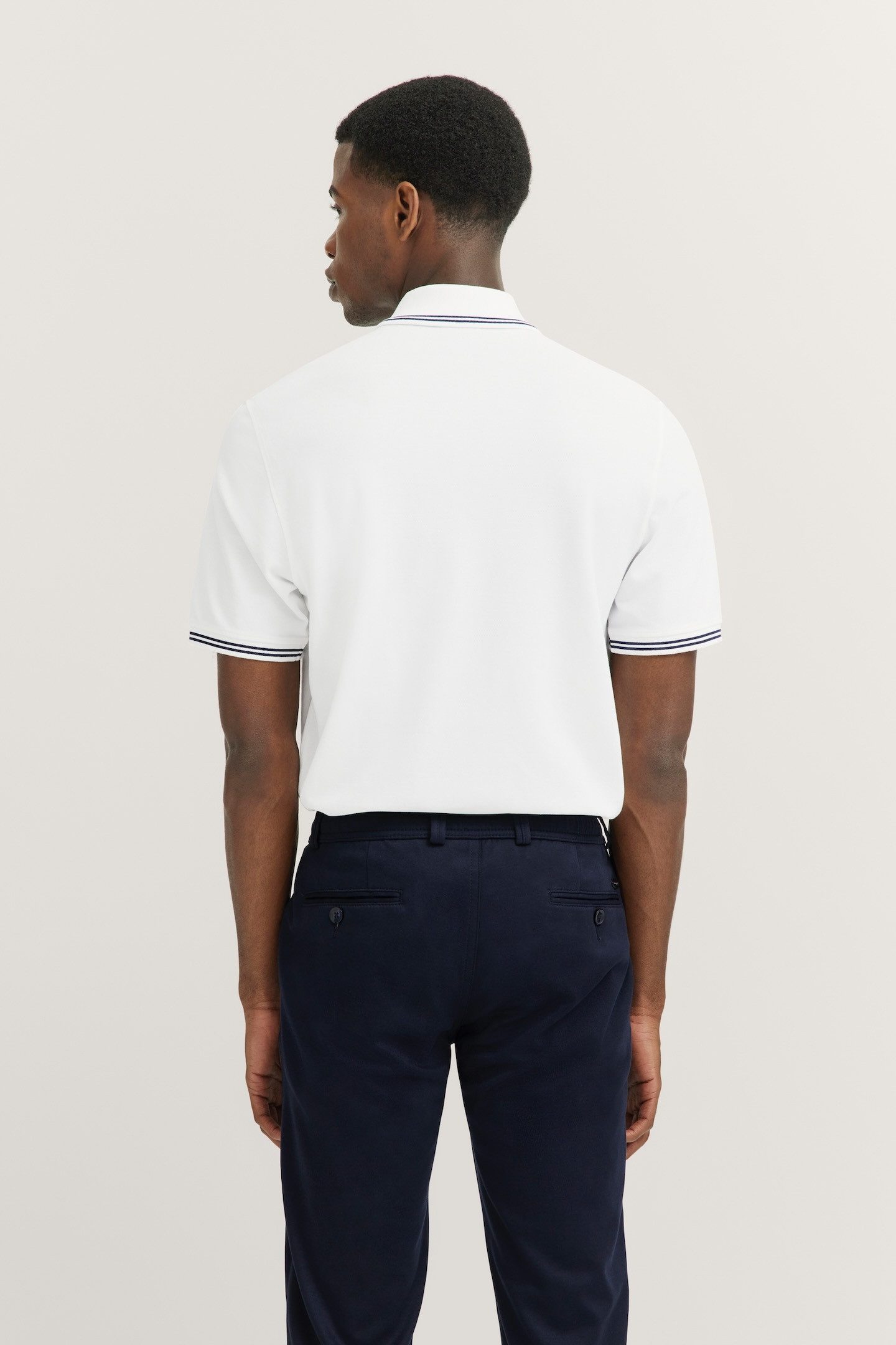 Bugatti Poloshirt met contraststrepen en borstborduursel
