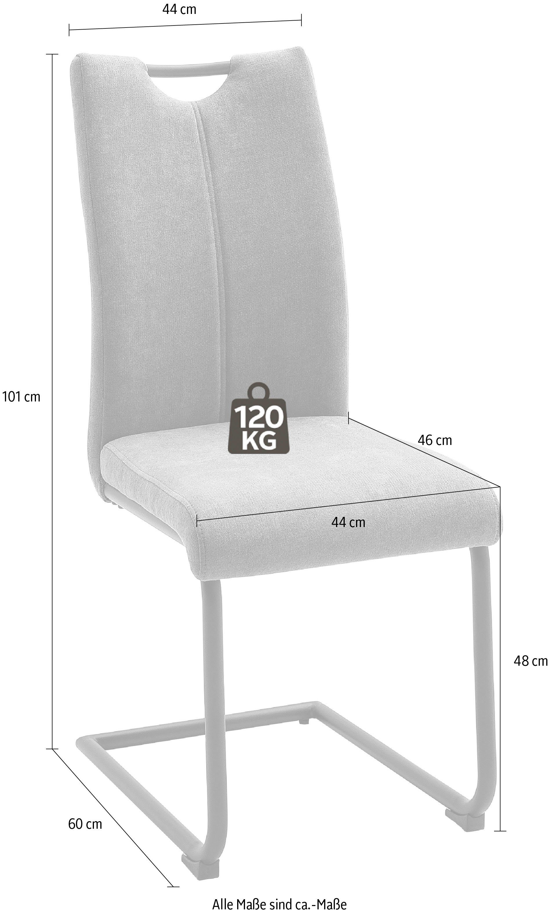 MCA furniture Vrijdragende stoel Adana (4-set), belastbaarheid 120 kg, met handgreep, zithoogte van ca. 48 cm (4 stuks)