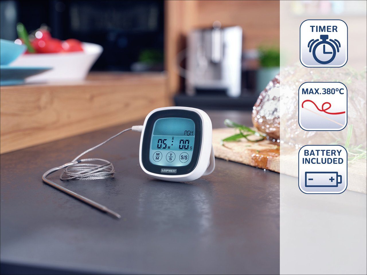 Leifheit Braadthermometer met timerfunctie, digitaal