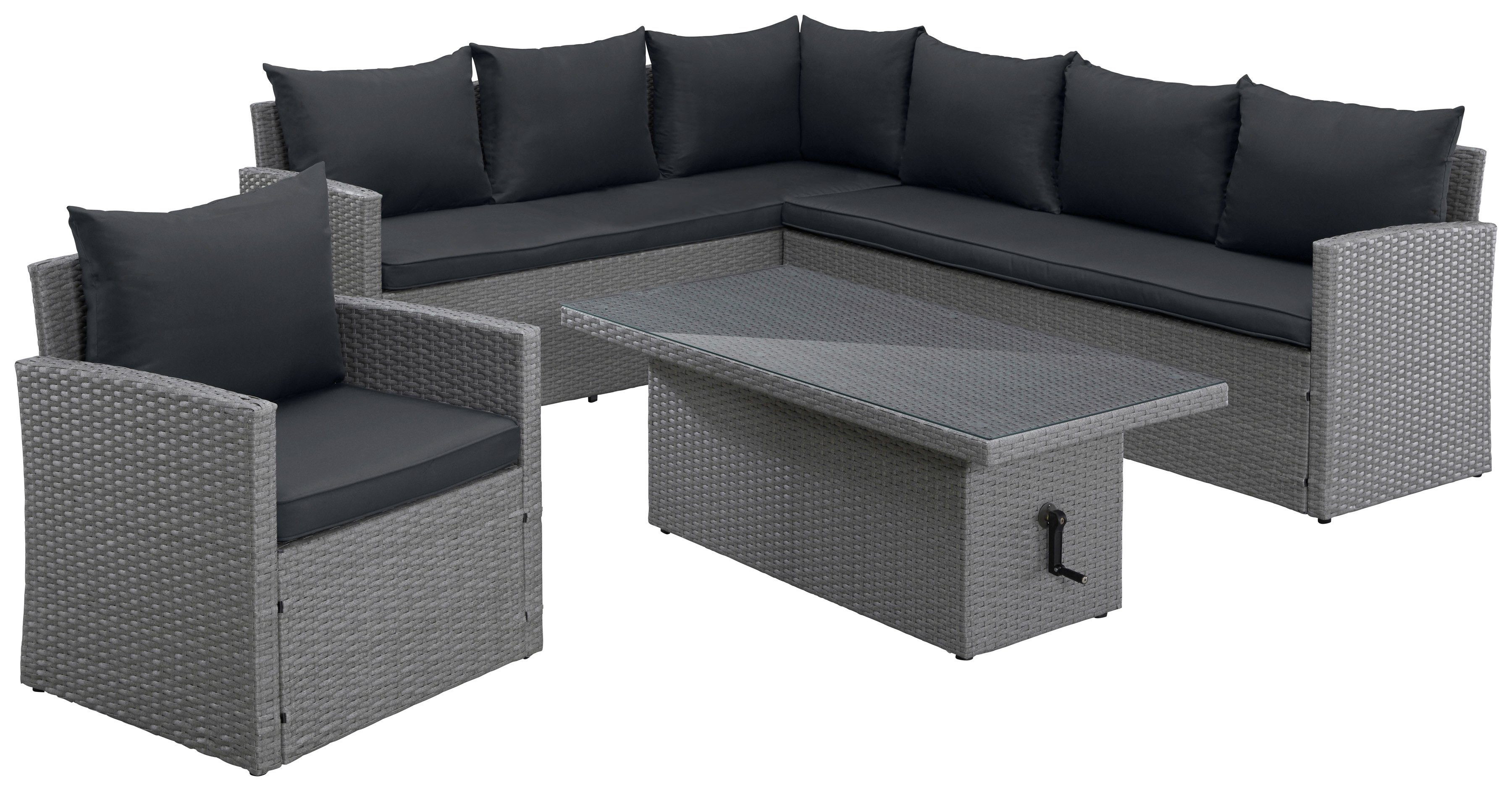 MERXX Tuinset Chicago geschikt voor 6 personen, staal, incl. kussens
