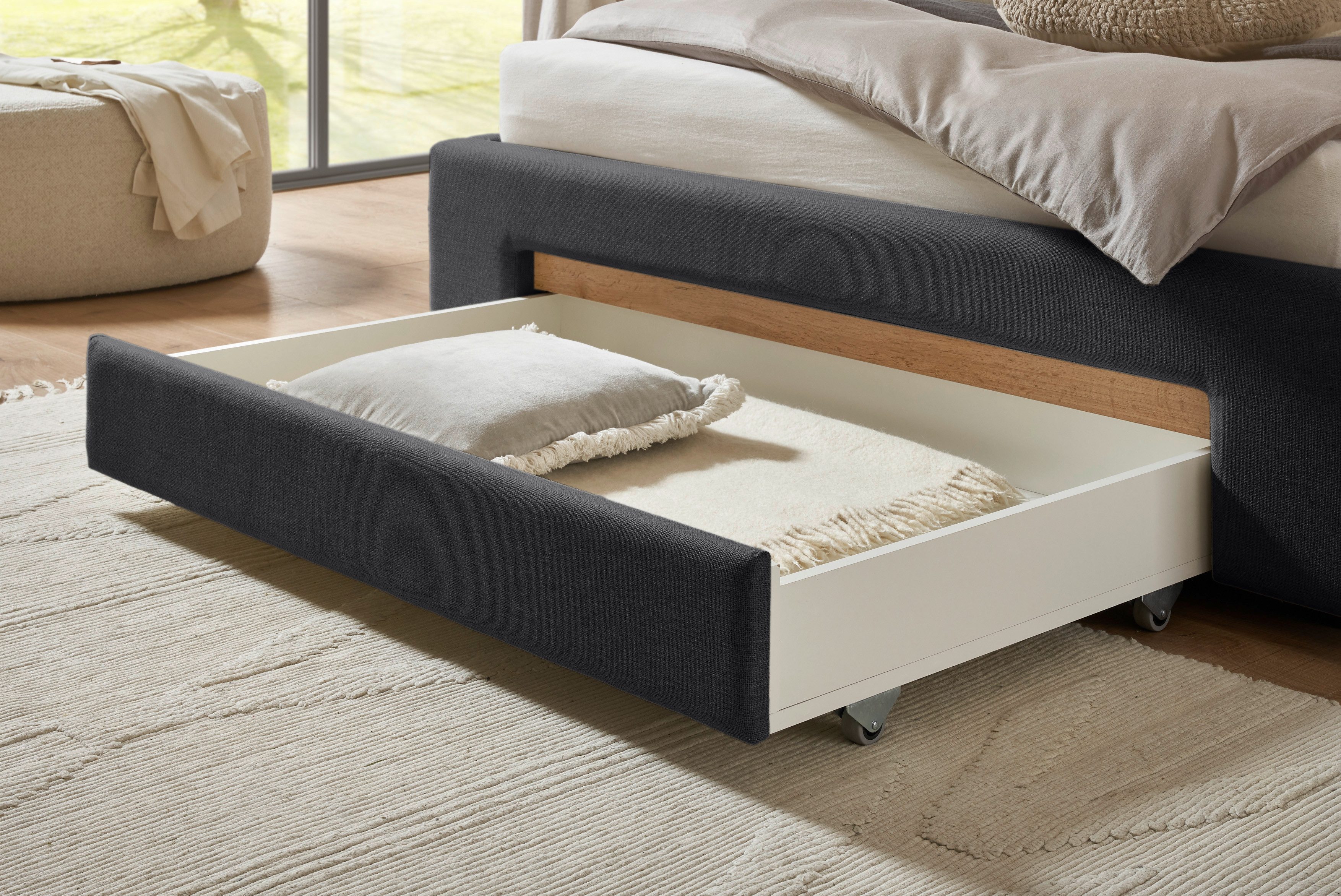 INOSIGN Gestoffeerd bed CiTY/GiRON,, gepolsterd opbergbed, met LED-verlichting Bedkisten met hondenbed of als opbergruimte, opklapbare hoofdeinden