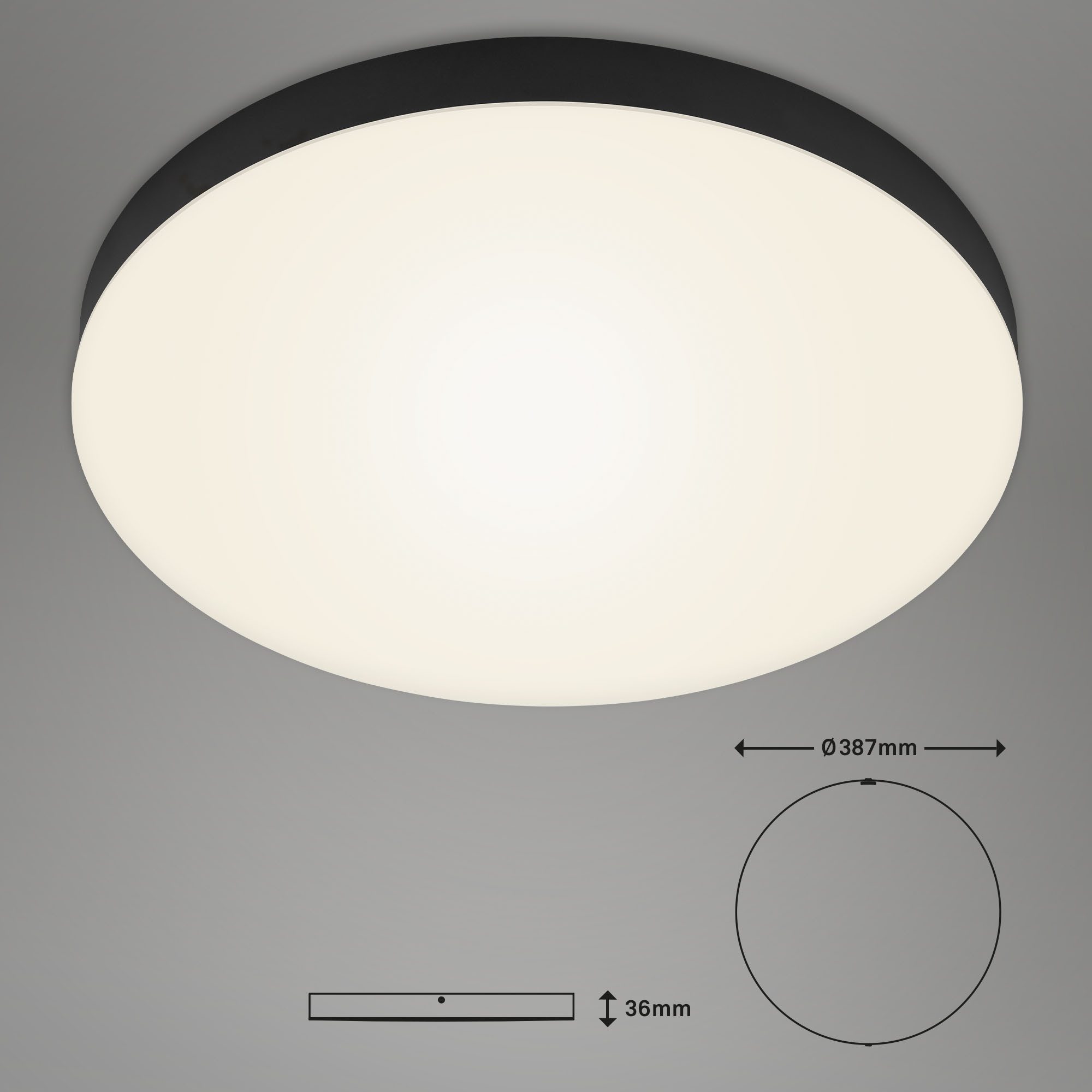 Briloner Leuchten Plafondlamp LED opbouwlamp Flame Plafondlamp, 38,7x3,6cm, 24,5W, woonkamer, slaapkamer, keuken